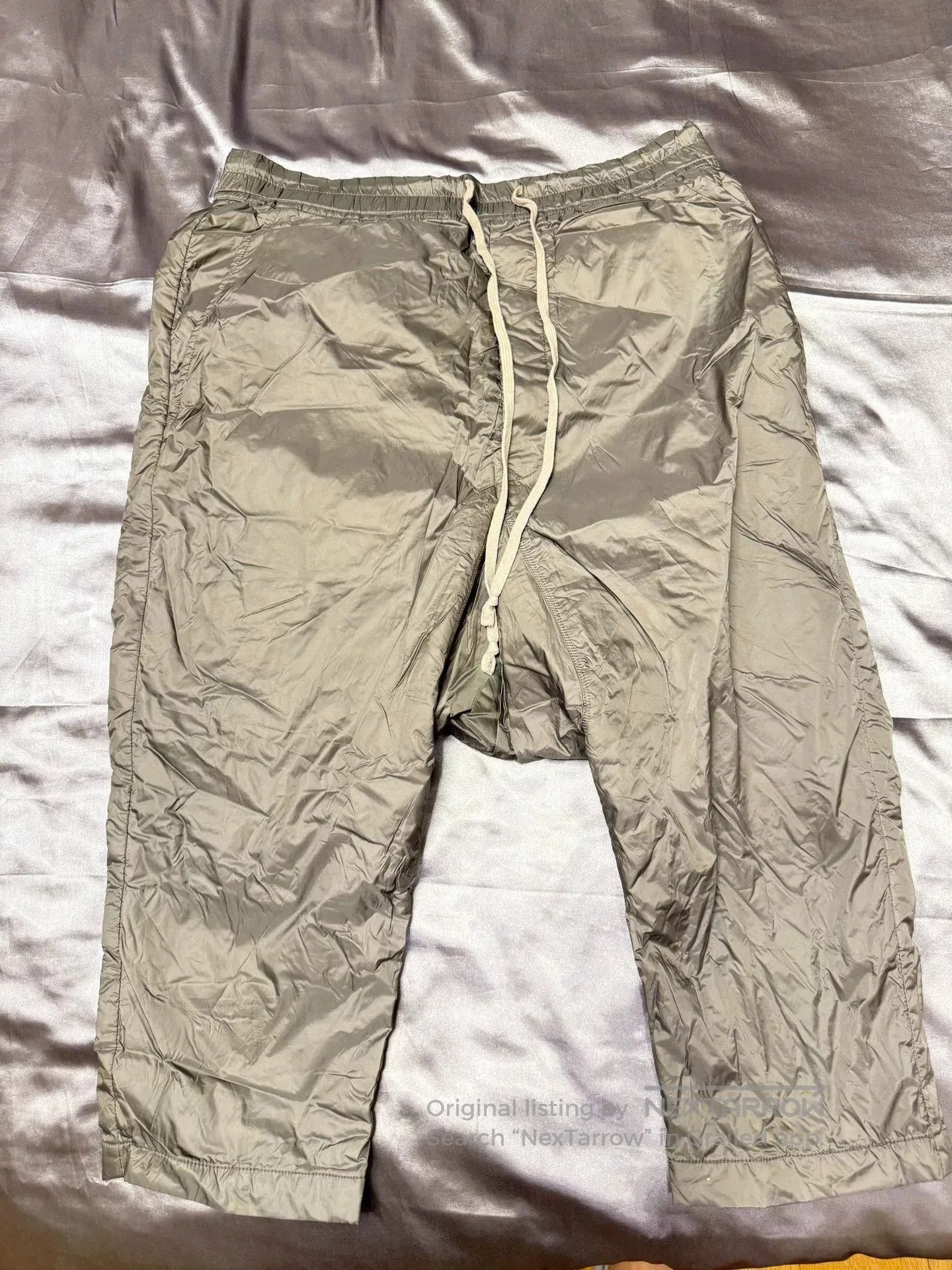 rick owens nylon padded zip pants.