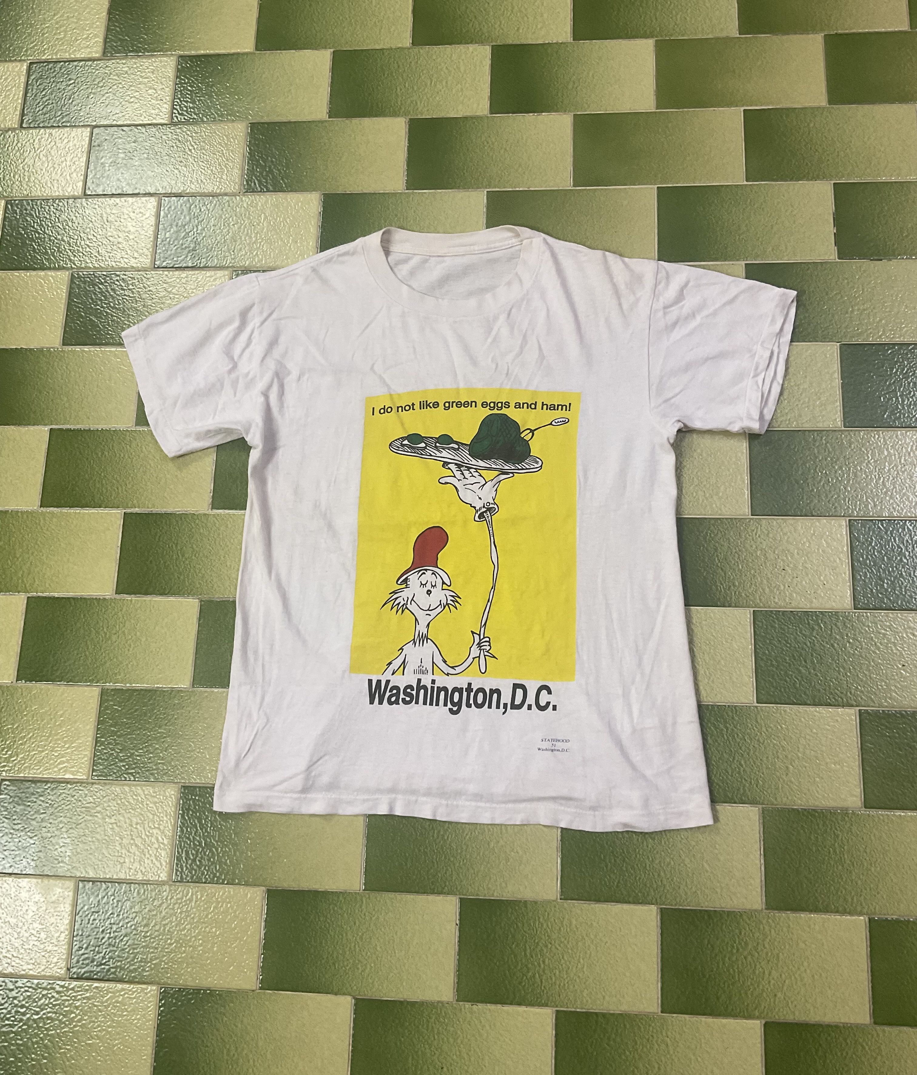 Cartoon Network Vintage 90s Dr Seuss Green Eggs and Ham Washington Tshirt Size US M / EU 48-50 / 2 - 1 Thumbnail