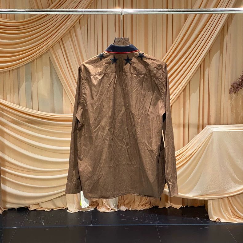 Givenchy Givenchy Size43 Brown Embroidered Star Striped Shirt / Size Size US M / EU 48-50 / 2 - 2 Thumbnail