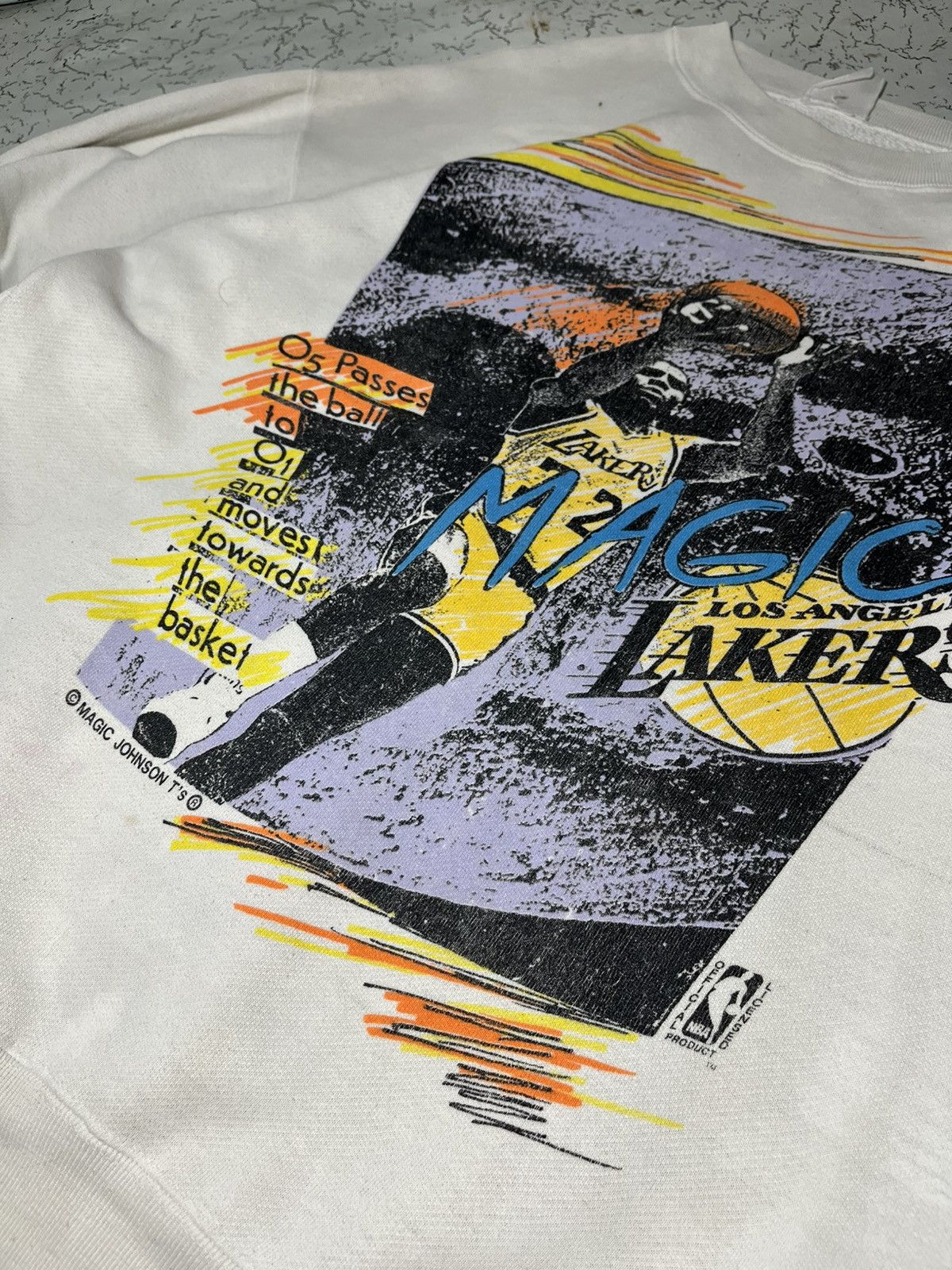 Vintage 80’s/90’s Magic Johnson Mega print Pullover Size US L / EU 52-54 / 3 - 3 Thumbnail