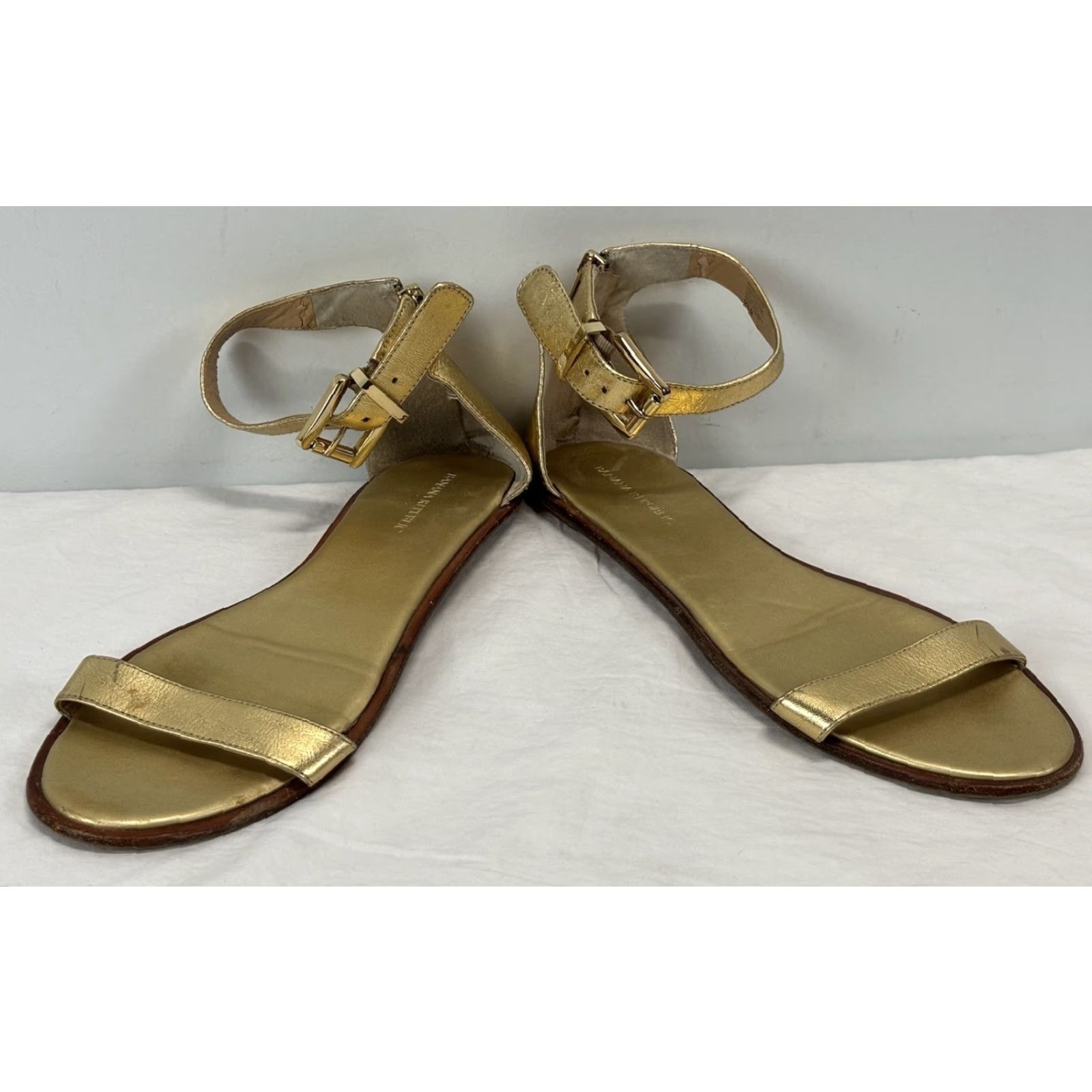 Banana Republic BANANA REPUBLIC Gold Leather Sandals Sz 9.5 Women’s Ankle Strap Flats Size US 10 / IT 40 - 2 Thumbnail