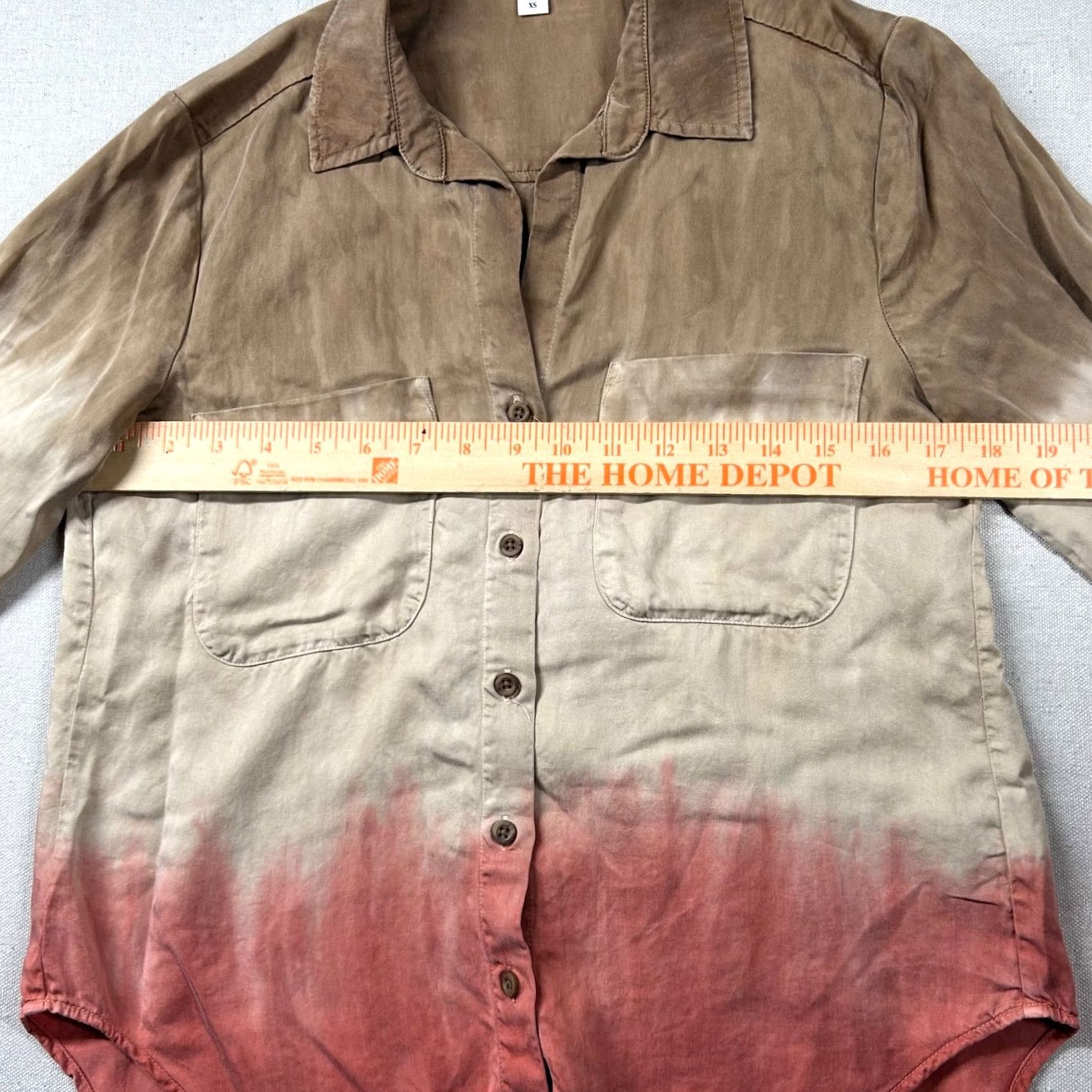 Anthropologie Cloth & Stone Shirt Womens XS Lyocell Gradient Anthropologie Button Up Collar Multicolor Colorblock Long Sleeve Size XS / US 0-2 / IT 36-38 - 6 Thumbnail