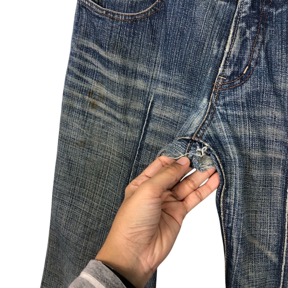 Japanese Brand Buffalo Jeans Y2K Moto Seam Denim — Early 2000s Archive Fade Size 33" - 17 Thumbnail