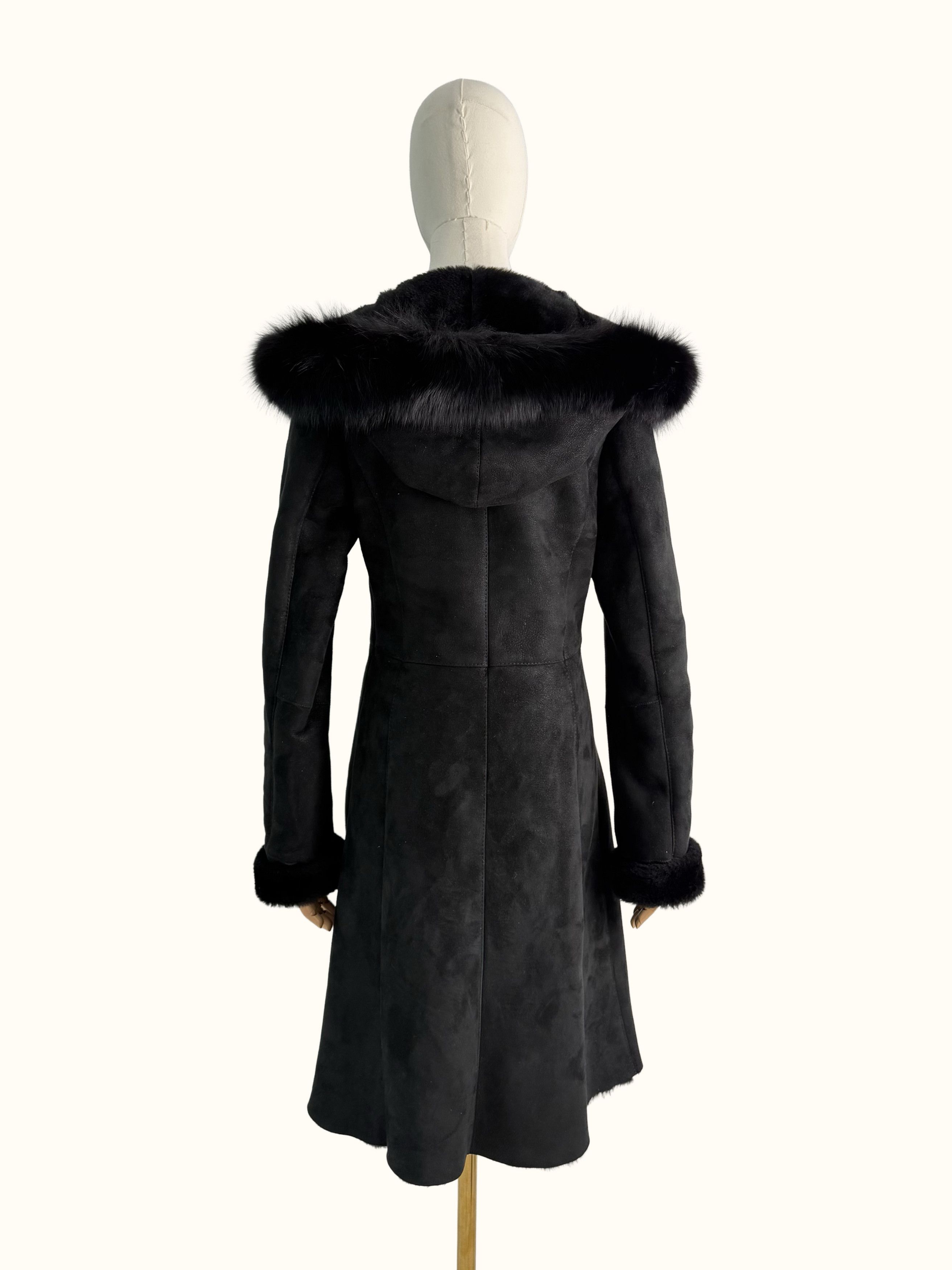 Vintage Vintage Real Sheepskin Coat Hooded Shearling Leather Coat B4 Size S / US 4 / IT 40 - 5 Thumbnail