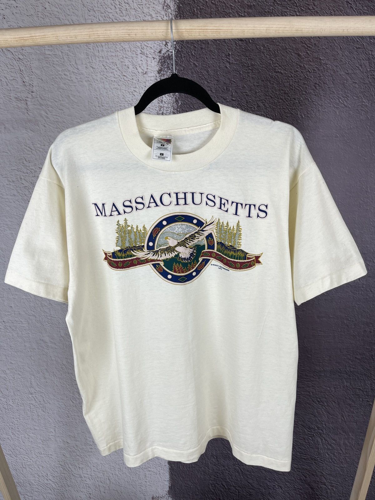 Vintage FotL vintage 90s Massachusetts big logo single stitch tee Size US L / EU 52-54 / 3 - 3 Thumbnail
