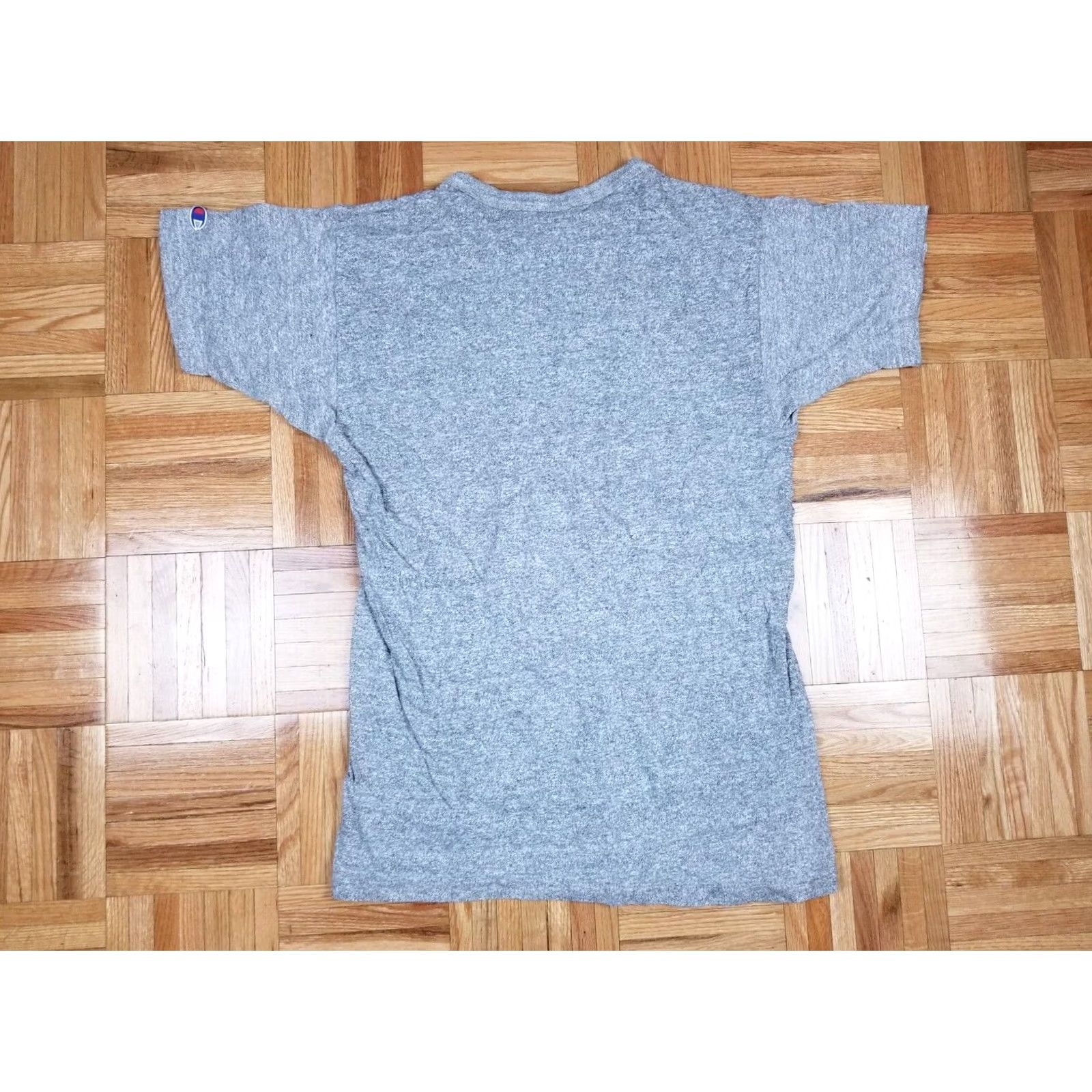 Champion VINTAGE Champion T-Shirt 80's Gray SZ MEDIUM Men Short Sleeve Round Neck Cotton 88/12 Band Retro USA Rock Cross Chest 18 In 26 In Size US M / EU 48-50 / 2 - 4 Thumbnail