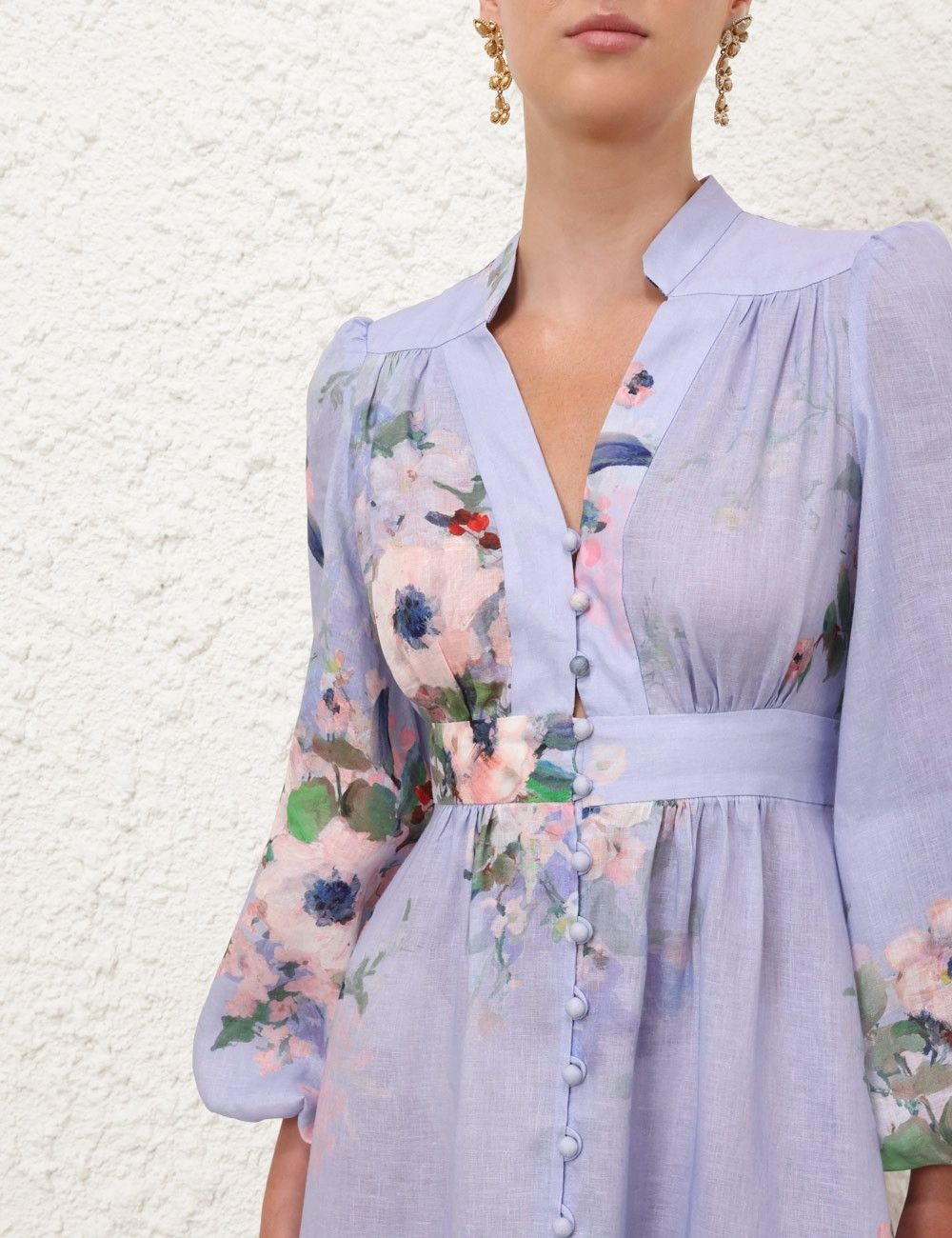 Zimmermann oc11z0126 Everley Plunge Midi Dress in Multicolor Size XS / US 0-2 / IT 36-38 - 5 Thumbnail