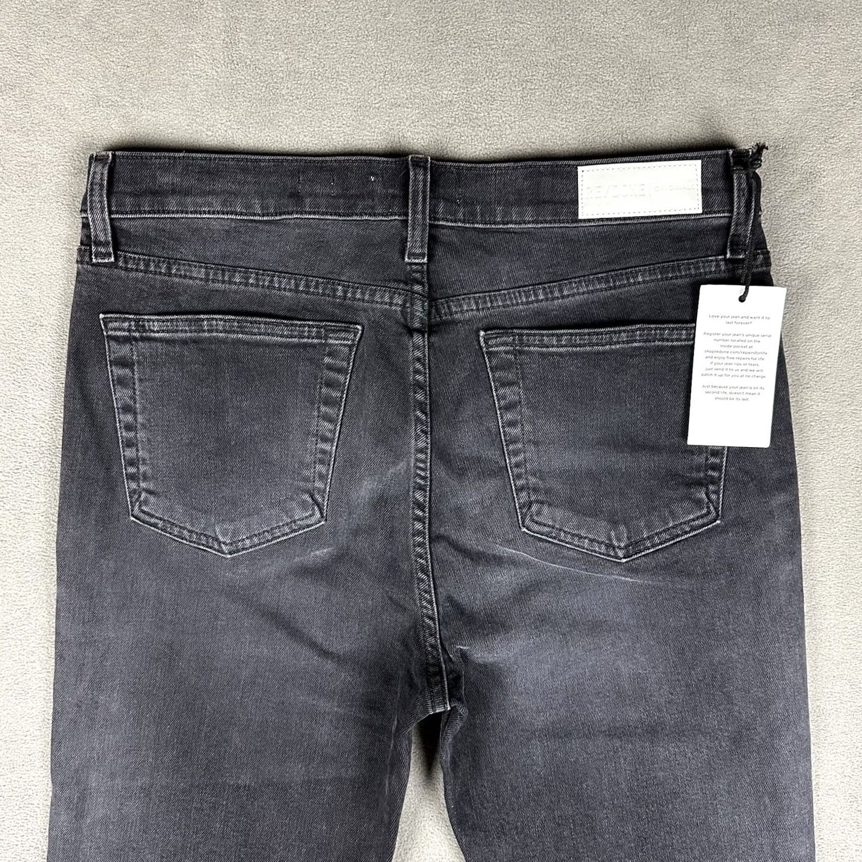 RE/DONE RE/DONE Jeans Womens 31 Dark Gray High Rise Ankle Crop Stretch Raw Hem NWT Size 24" / US 00 / IT 34 - 4 Thumbnail