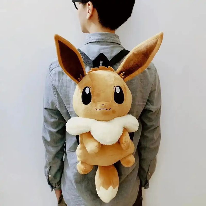 image of Cute Pokemon Eevee Backpack Kawaii Plush Bag SchoolBag in Yellow, Men's