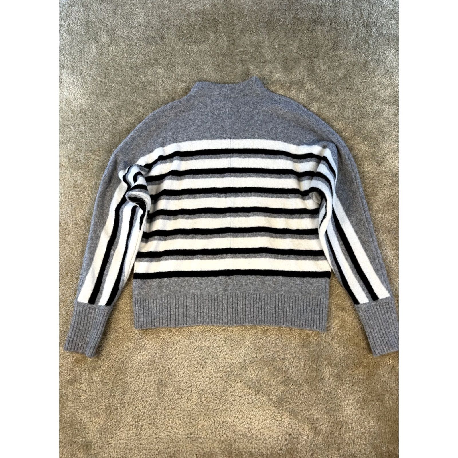 Loft LOFT Wool Blend Sweater Womens Size XS Gray Black White Striped Size XS / US 0-2 / IT 36-38 - 6 Thumbnail