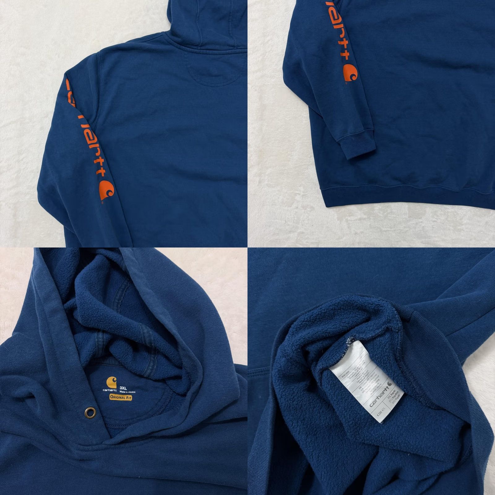 Carhartt Carhartt Hoodie Mens 3XL Blue Sleeve Logo Fleece Pullover Graphic Print Sweatshirt Hoodie Pullover with Hooded Pockets Crew Neck Size US XXL / EU 58 / 5 - 9 Thumbnail