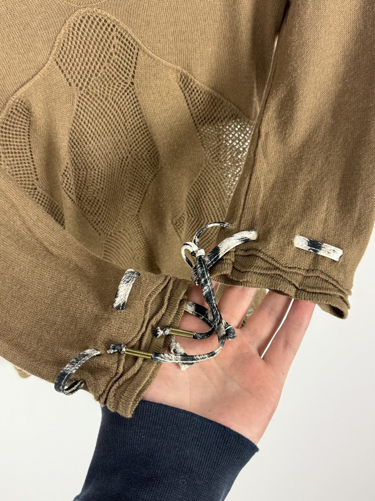 Just Cavalli Y2K Vintage Just Cavalli Brown Fishnet Knitted V-Neck Top 38 Size XS / US 0-2 / IT 36-38 - 6 Thumbnail