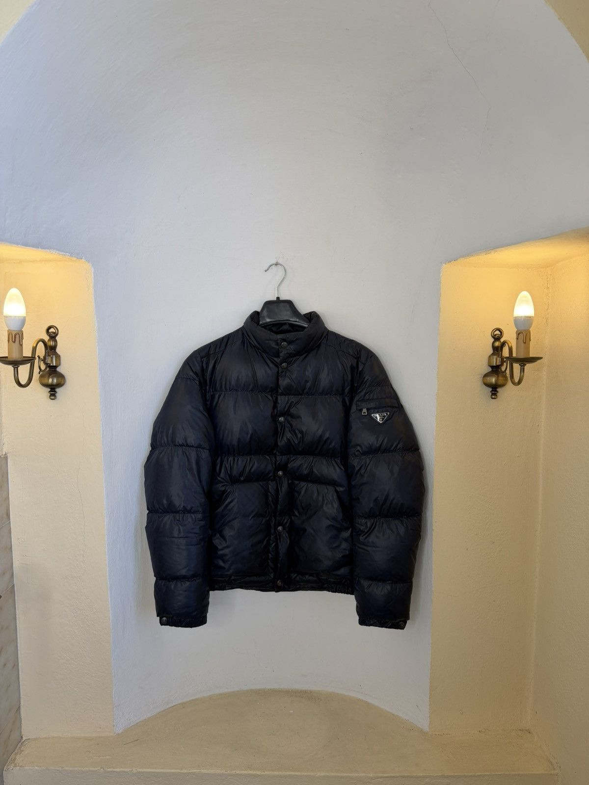 Prada Vintage 00s Prada Puffer Jacket Dark Blue y2k Size M Size US M / EU 48-50 / 2 - 2 Thumbnail