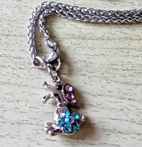 Jewelry Punk Goth Sapphire Rhinestones Bird Buddies Silver Necklace Size ONE SIZE - 4 Thumbnail