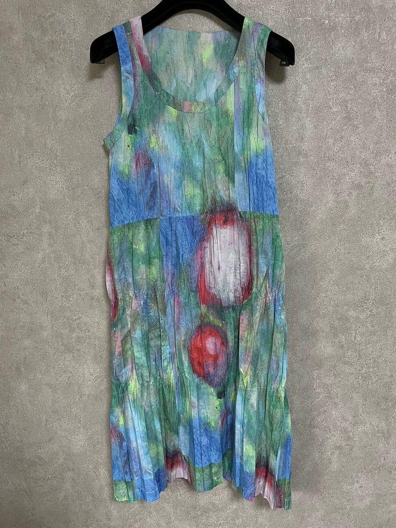 Issey Miyake Issey Miyake size:3 Blue and green main oil painting dress Size S / US 4 / IT 40 - 1 Thumbnail