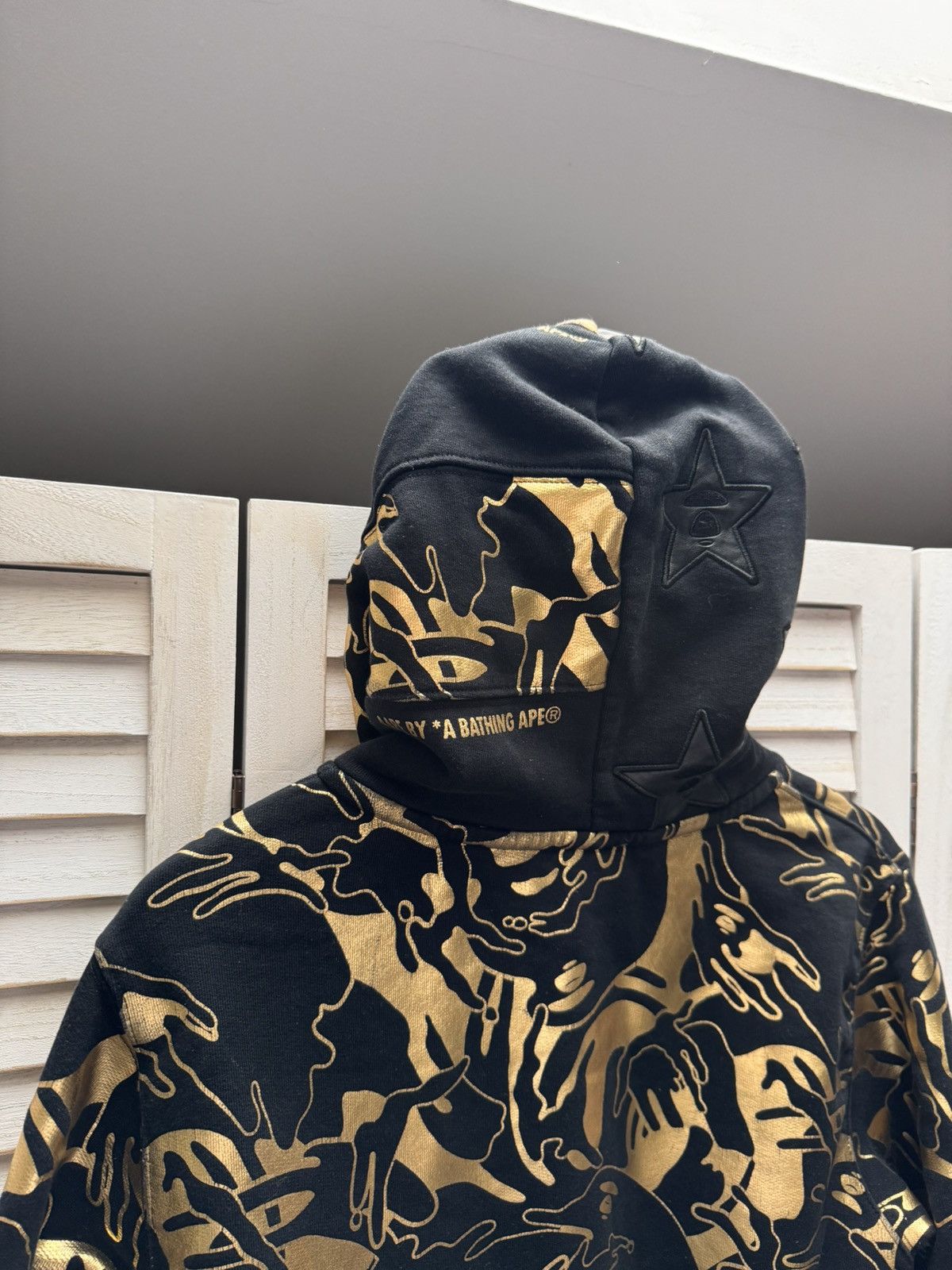 Men’s Casual AAPE Hoodie Black Gold
