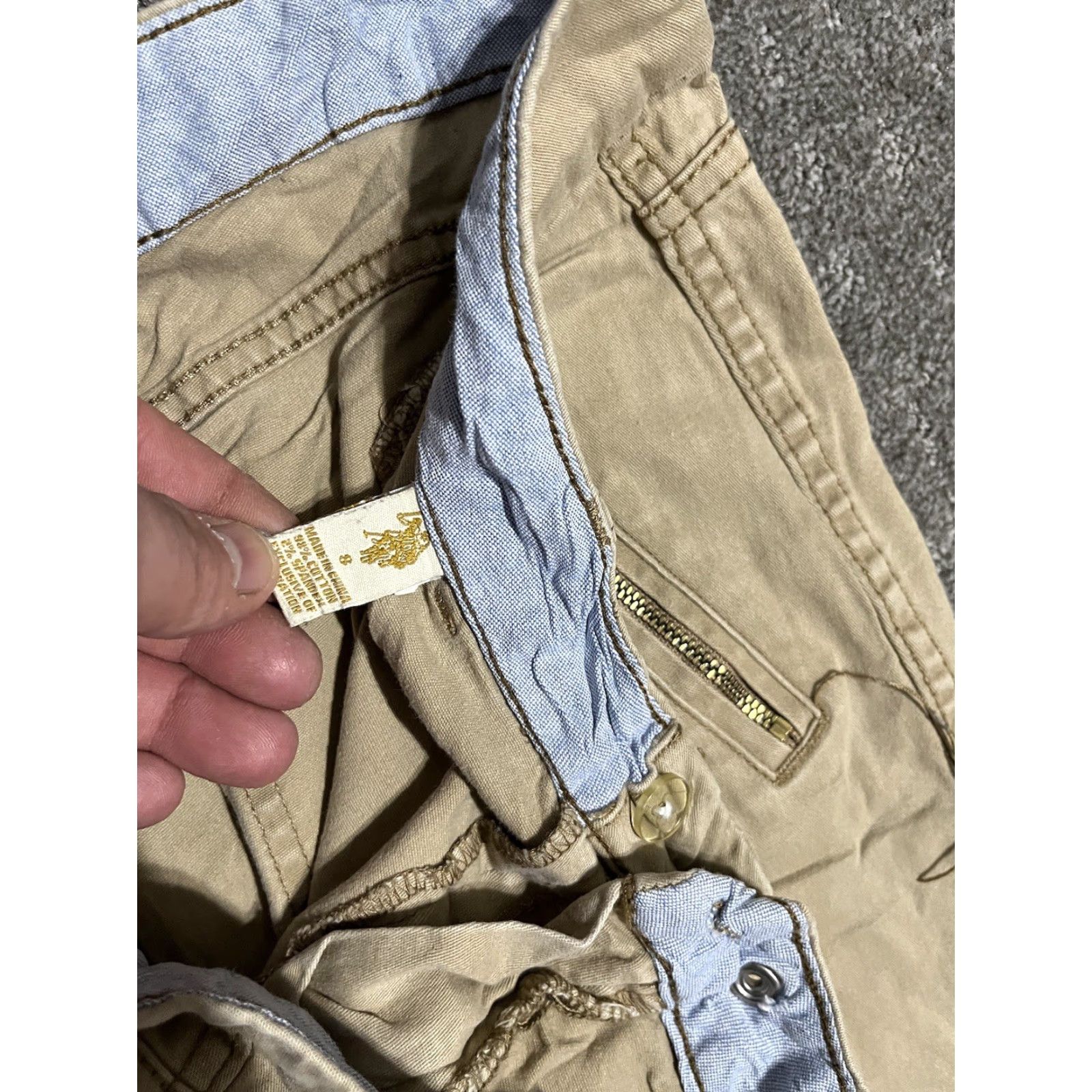 U.S. Polo Assn. U.S. POLO ASSN. Women's stretch khaki trousers Size 8 Slap Button Zip Pockets Casual Pants Regular Womens 30 in Inseam Khaki Tan Size ONE SIZE - 6 Thumbnail