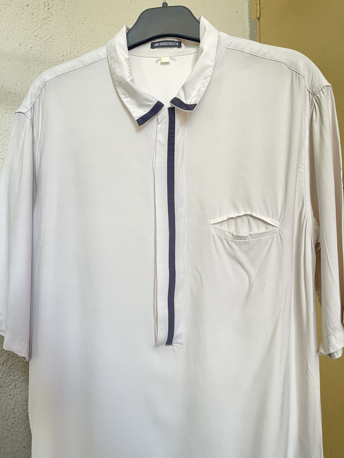 Ann Demeulemeester Ann Demeulemeester White Rayon Pocket Button Shirt Mainline Size US M / EU 48-50 / 2 - 4 Thumbnail