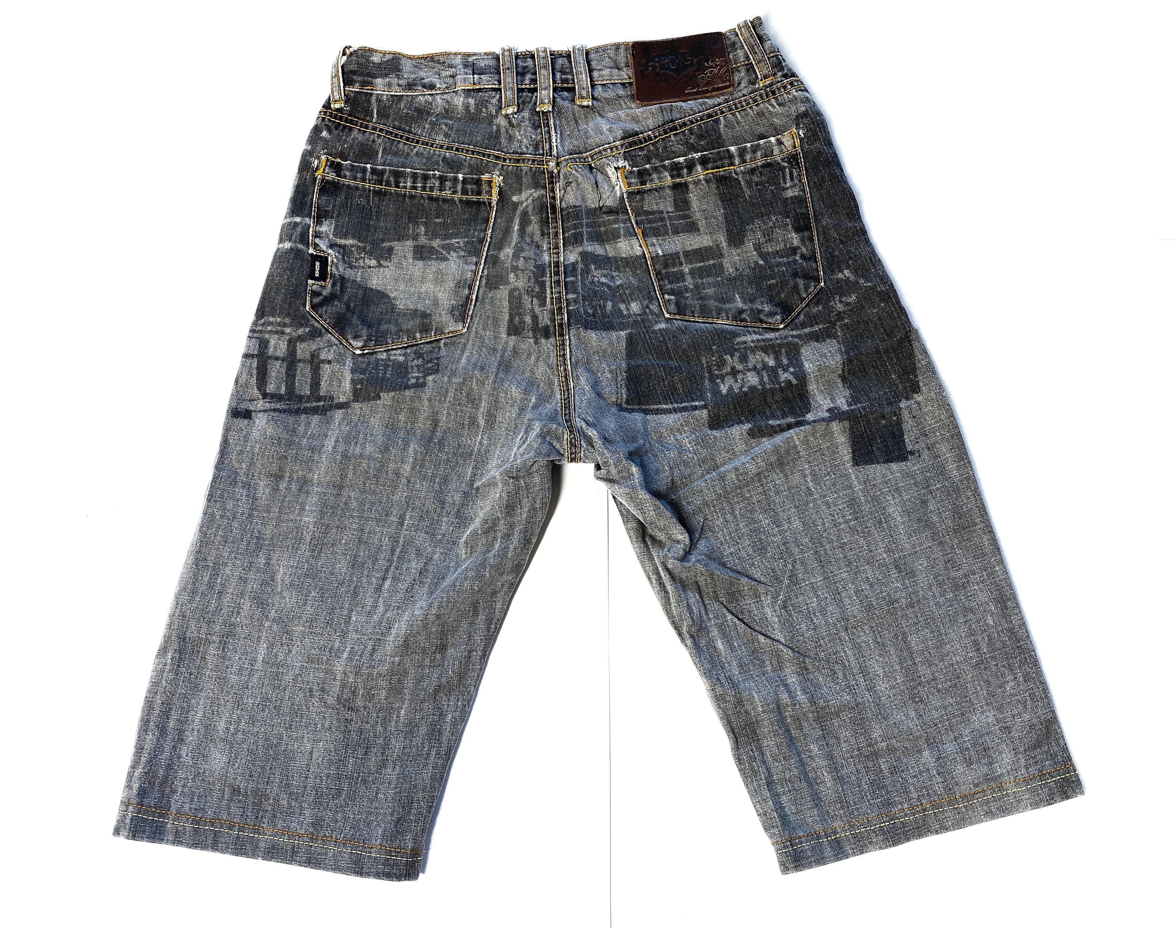 Akademiks Jeans Unisex 32 Distress Capri Geometric Print AK Embroidory Size US 32 / EU 48 - 1 Thumbnail