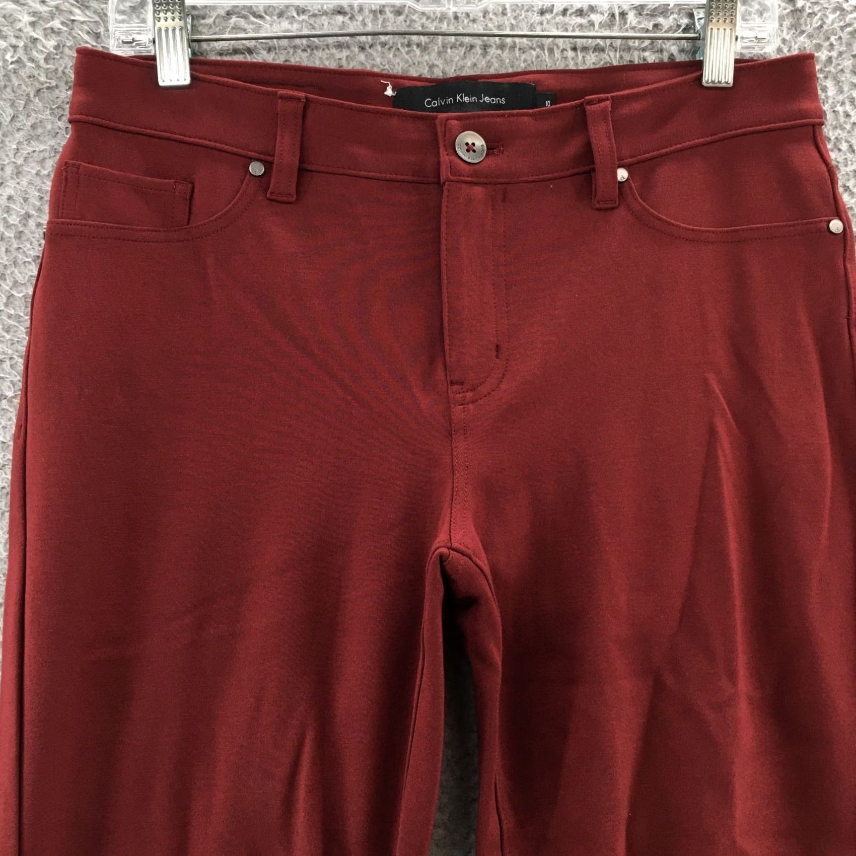 Calvin Klein Calvin Klein Skinny Pants Womens 10 Burgundy Mid Rise 5 Pockets Casual Slim Leg Regular 32in Waist 30in Inseam Mens Womens Girls Boys Size 32" / US 10 / IT 46 - 2 Thumbnail