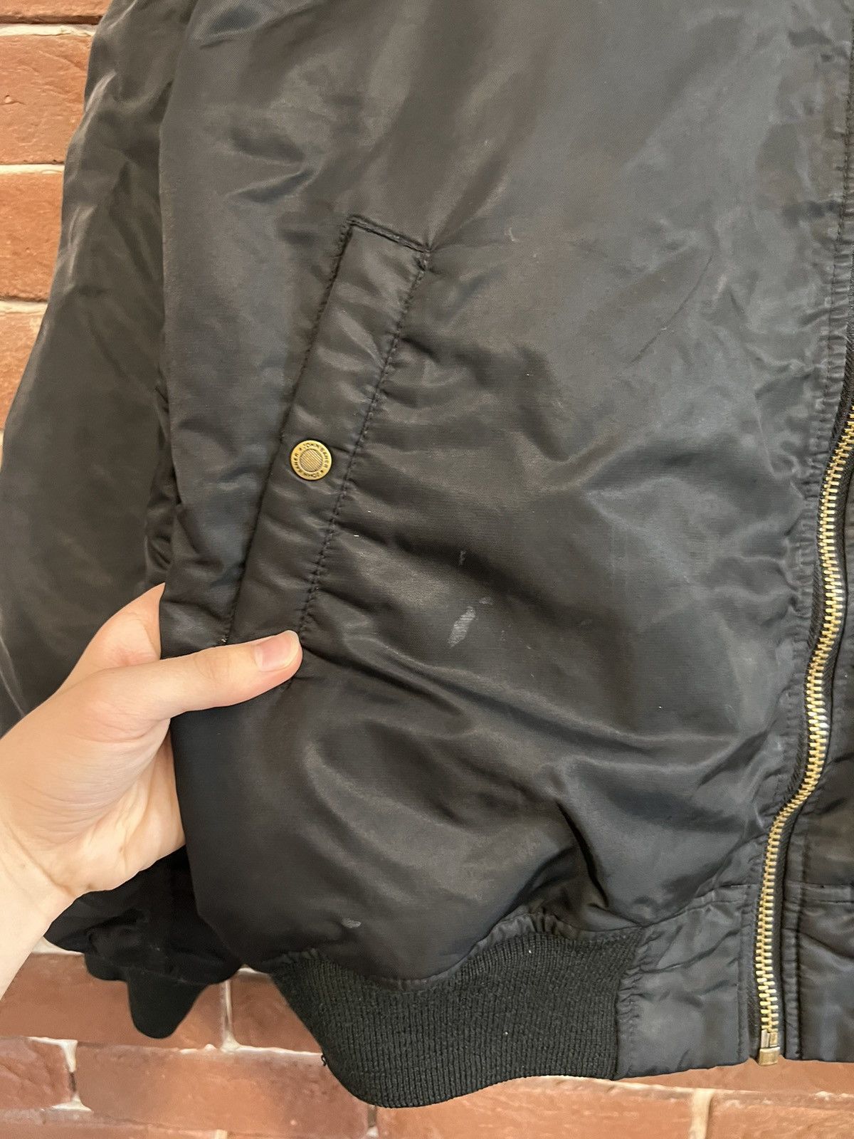 Vintage Ma1 Flyer Black Vintage Nylon Bomber Jacket BoxyFit Oversize Size US L / EU 52-54 / 3 - 5 Thumbnail