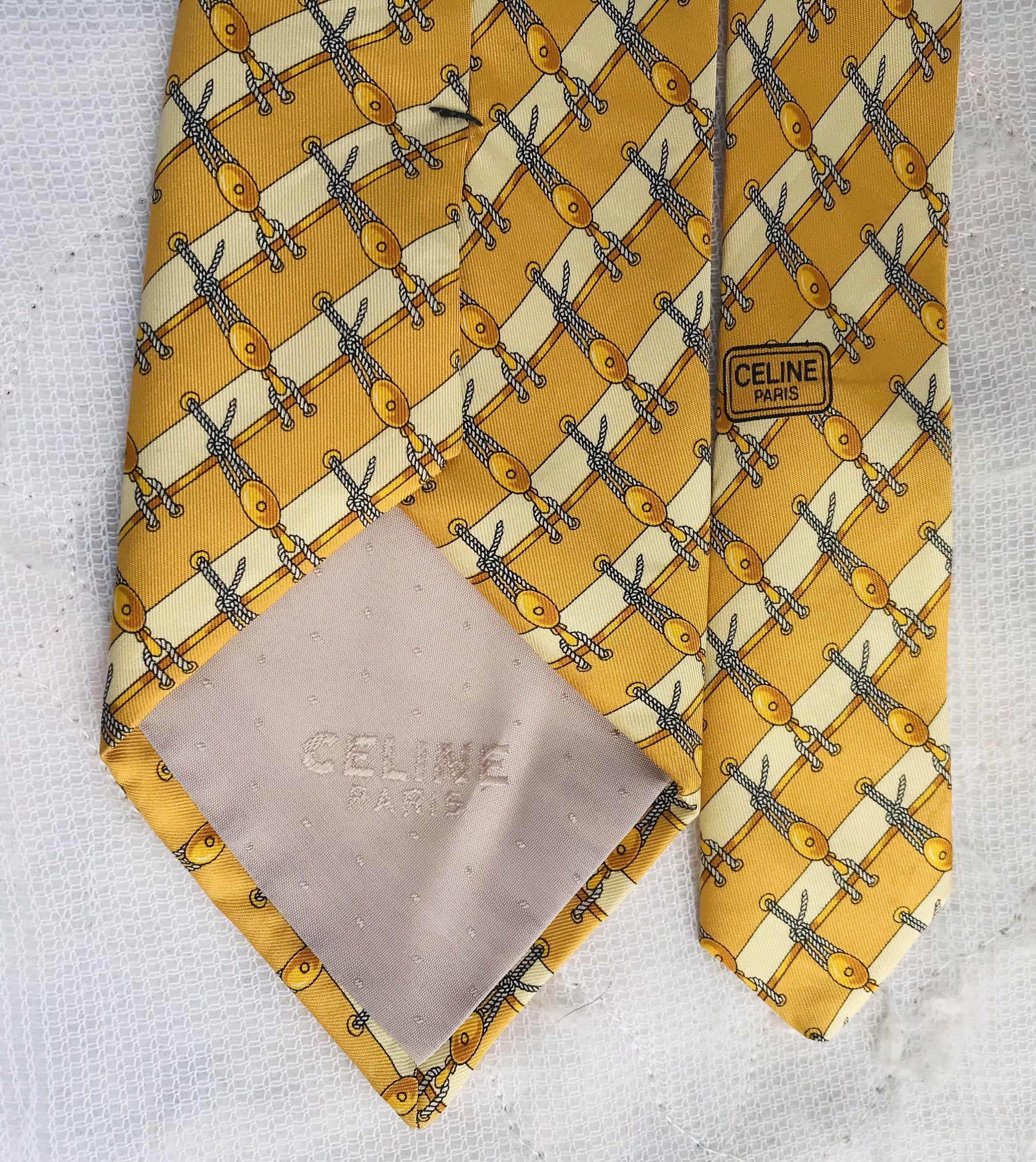 Celine Celine Paris Men's Silk Tie Yellow Monogram Luxury NECKTIE Size ONE SIZE - 4 Thumbnail