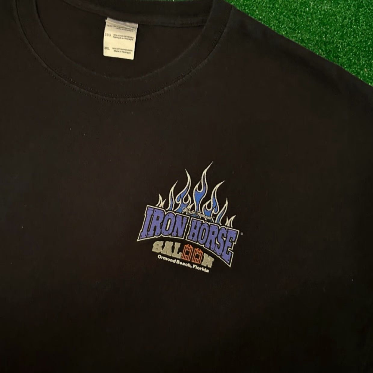 Vintage VINTAGE 90s Y2K Iron Horse Saloon Bike Week Biker Flames Bar VTG Shirt 3XL Black Mens Short Sleeve T-Shirt Size US XXL / EU 58 / 5 - 2 Thumbnail