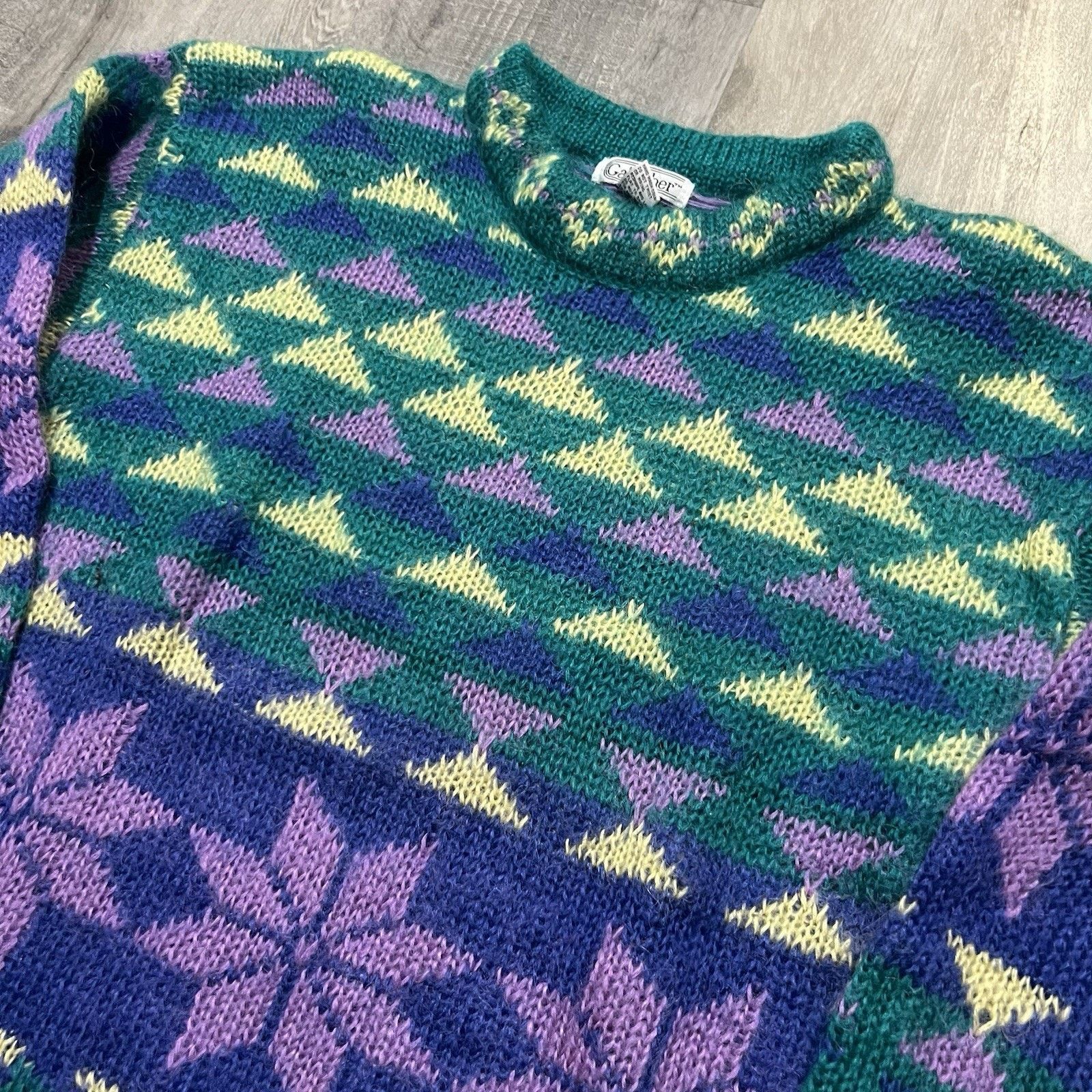 Vintage VTG Gallagher 80s Mohair Geometric Print Snowflake Sweater S Size S / US 4 / IT 40 - 3 Thumbnail