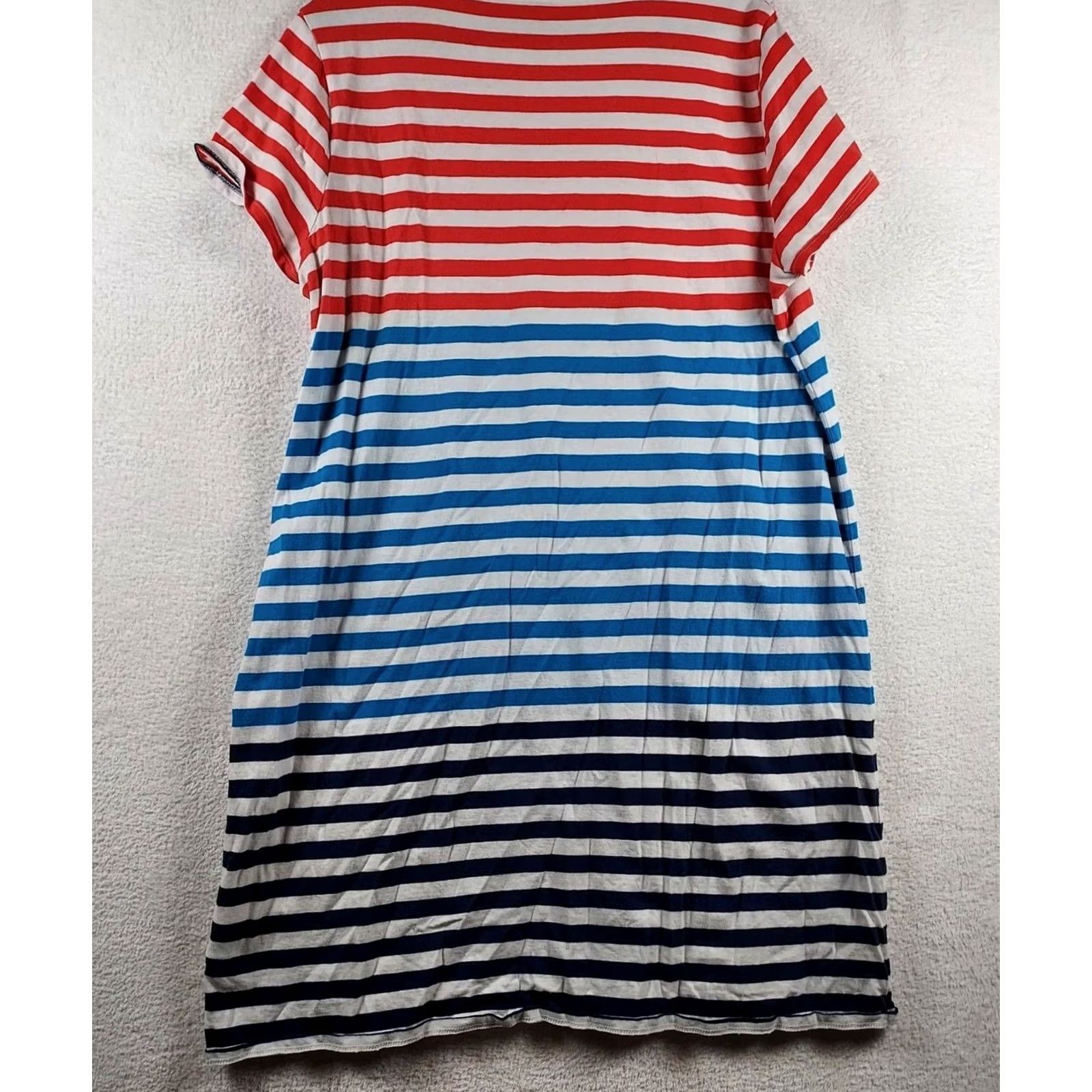 J.Crew J.Crew Womens XL Striped T-Shirt Dress Short Sleeve Casual Red White Blue Multicolor Cotton Dress T-Shirt Womens XL Short Dress Size XL / US 12-14 / IT 48-50 - 2 Thumbnail