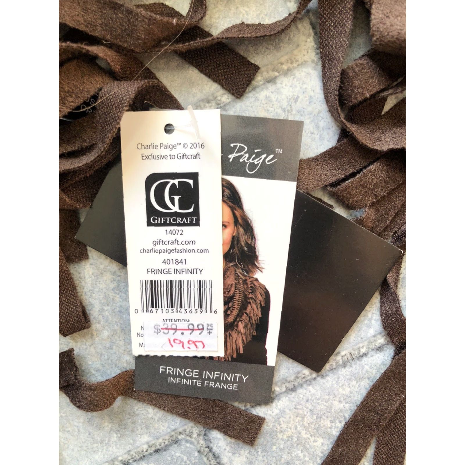Paige NWT Charlie Paige Giftcraft Fringe Infinity Scarf Brown Polyester Women Size ONE SIZE - 4 Thumbnail