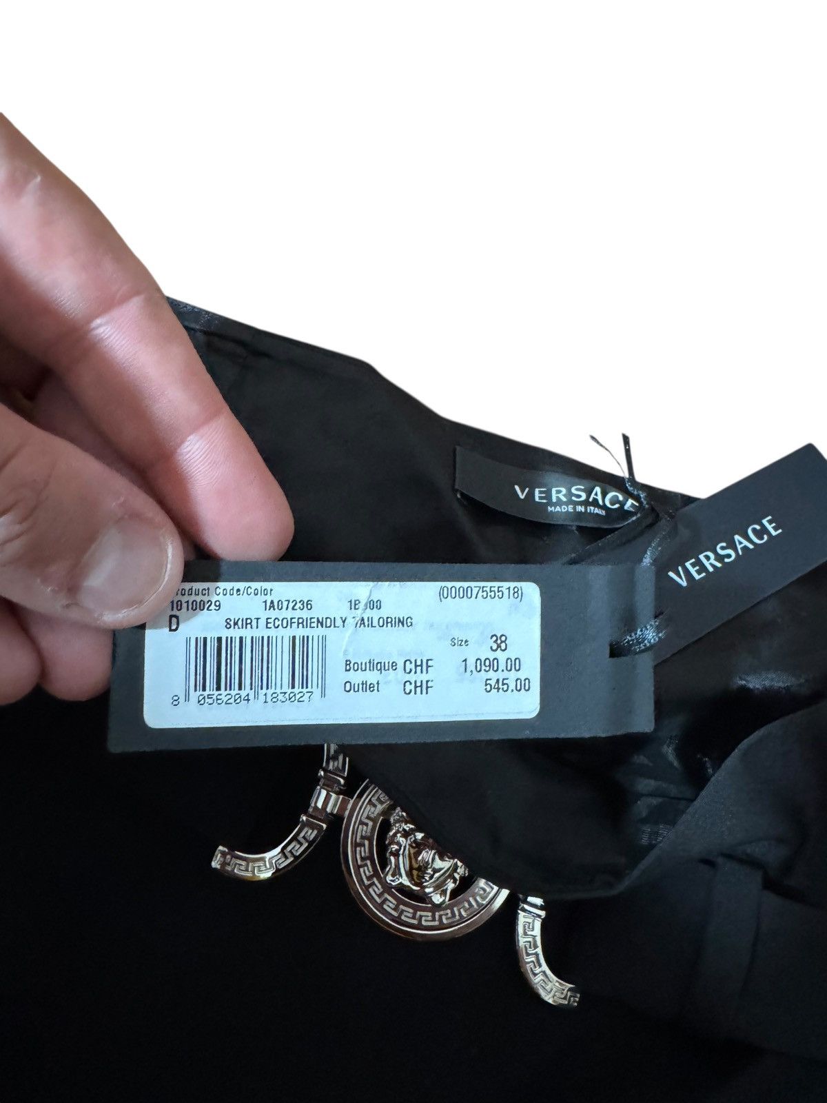 Versace Versace Black Wool Mini Skirt Medusa Belt 38 IT Size 26" / US 2 / IT 38 - 6 Thumbnail