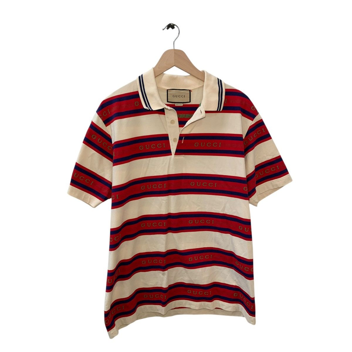 Gucci Gucci Striped Polo Shirt Beige Red Medium Size US M / EU 48-50 / 2 - 2 Thumbnail