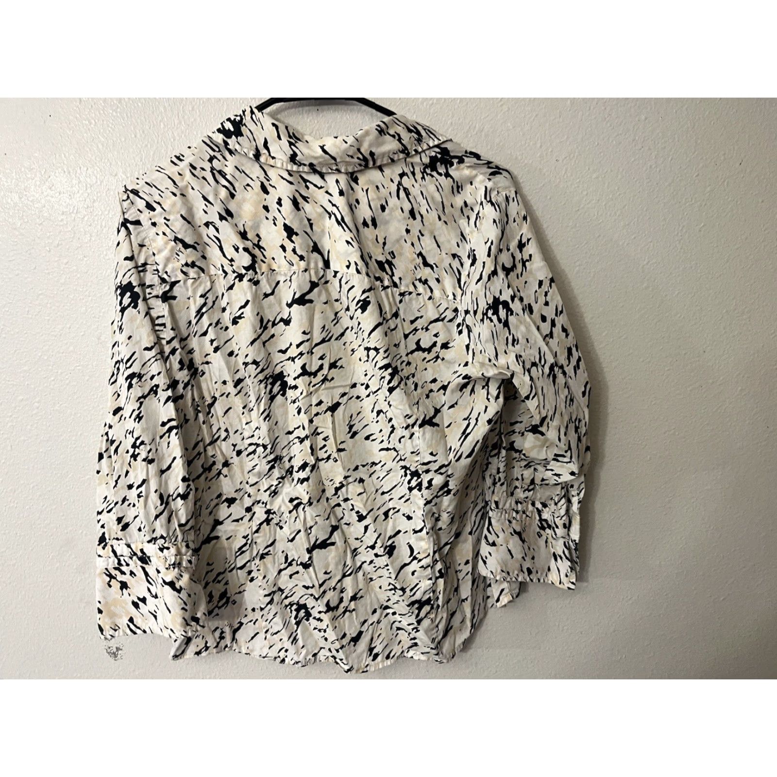 Alfani Alfani Womens Button-Front Shirt Sz 14 Geometric Long Sleeve Collared Cotton Blend Multicolor Workwear Size XL / US 12-14 / IT 48-50 - 3 Thumbnail
