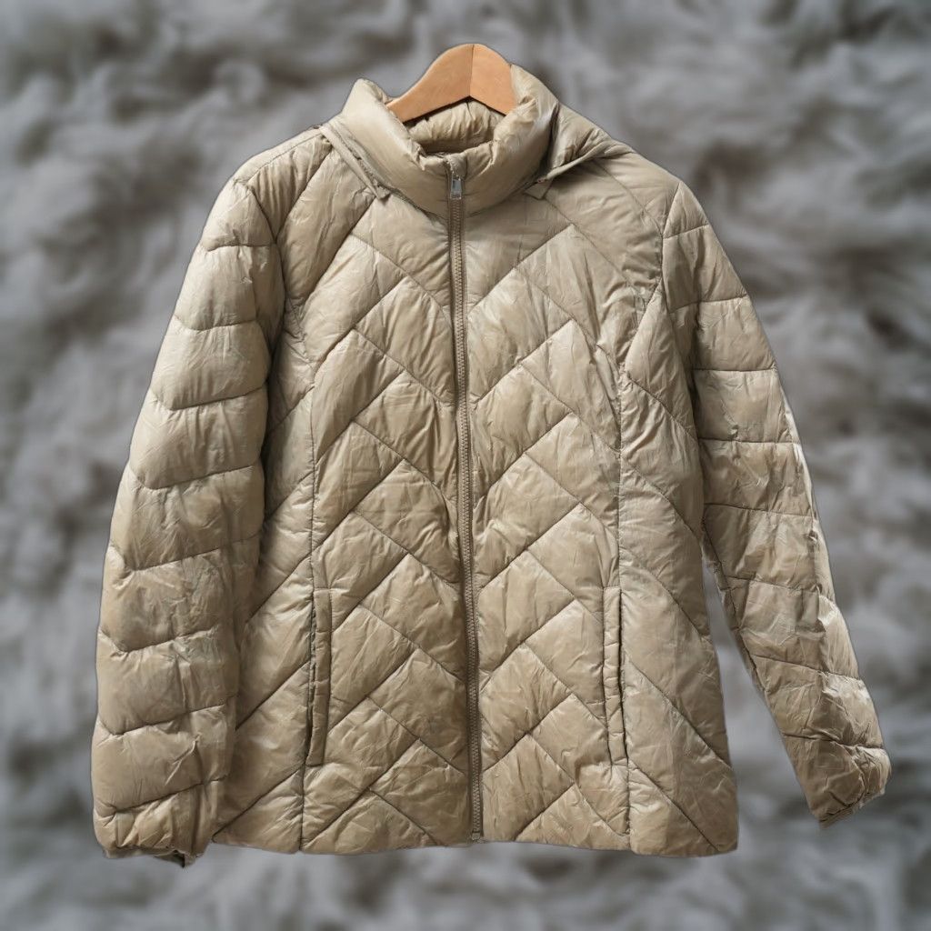 London Fog London Fog Puffer Jacket Womens Large Beige Zip Size L / US 10 / IT 46 - 1 Thumbnail