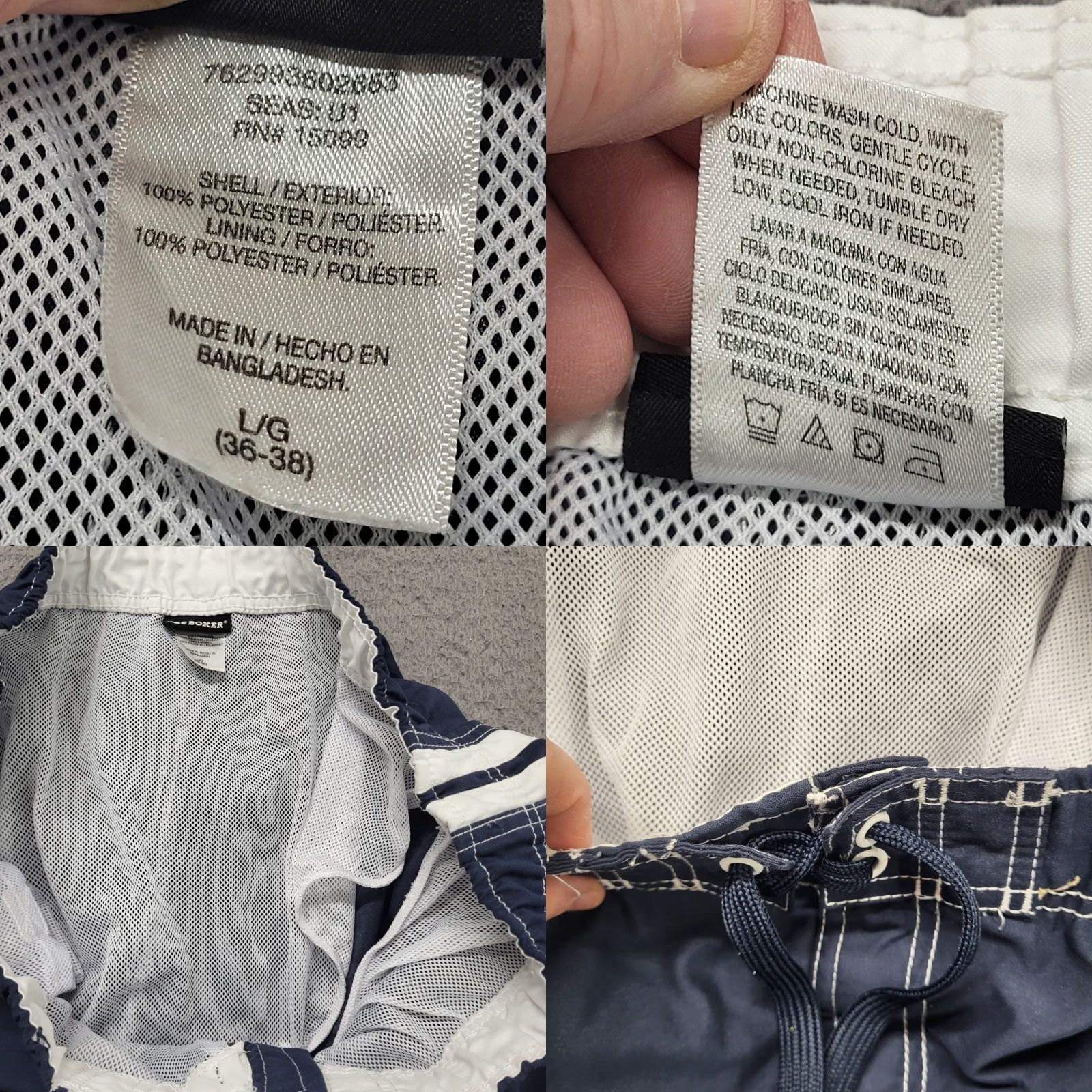 Joe Boxer Joe Boxer Swim Shorts Mens L Navy White Colorblock Drawstring Pockets Short Size US 33 - 8 Thumbnail