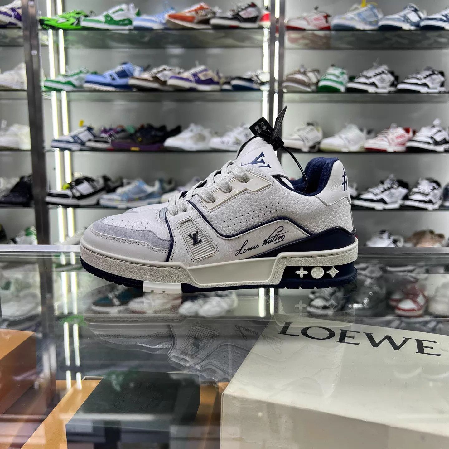 Louis Vuitton LV Trainer Navy Blue UK2 Size US 4.5 / IT 34.5 - 3 Thumbnail
