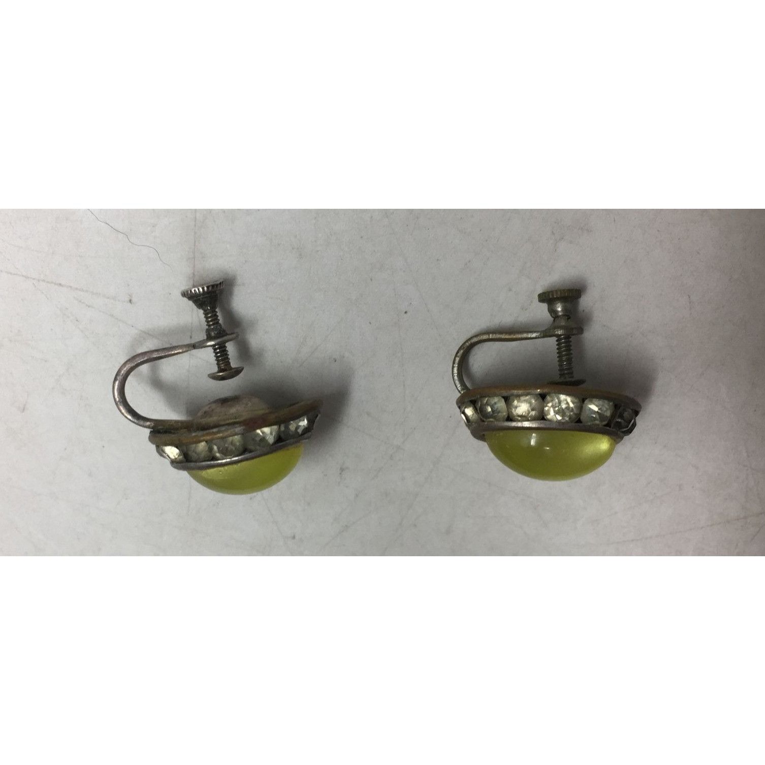 Other Women's Vintage Green and Silver Tone Stud Earrings with Rhi Size ONE SIZE - 2 Thumbnail