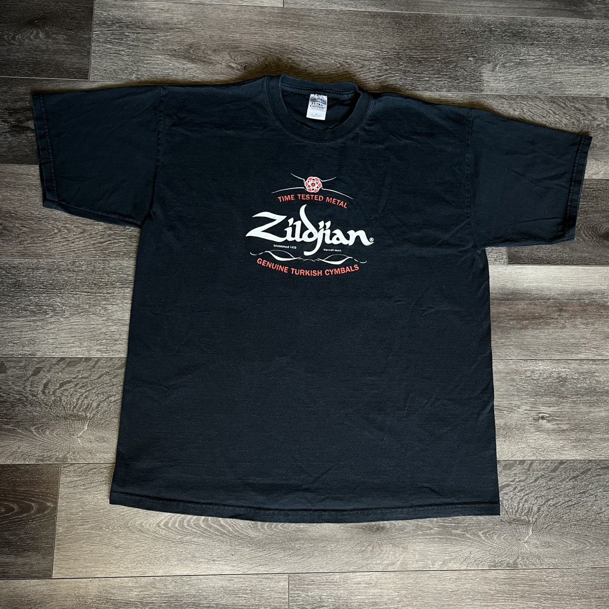 Vintage 2000s Zildjian Drums Time Tested Metal Band Logo Tee
