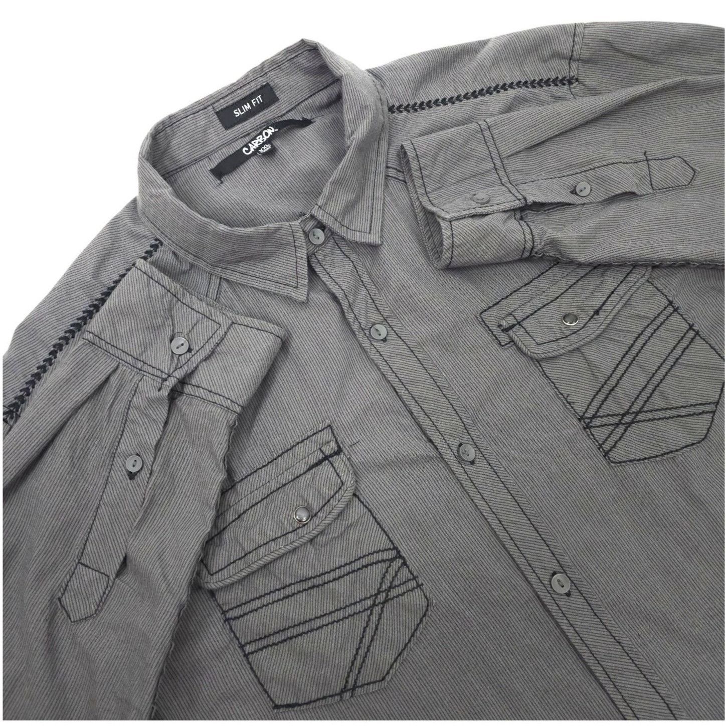 Carbon Carbon Slim Fit Button Front Shirt Mens XXL READ Tab Sleeve Size US XXL / EU 58 / 5 - 1 Thumbnail