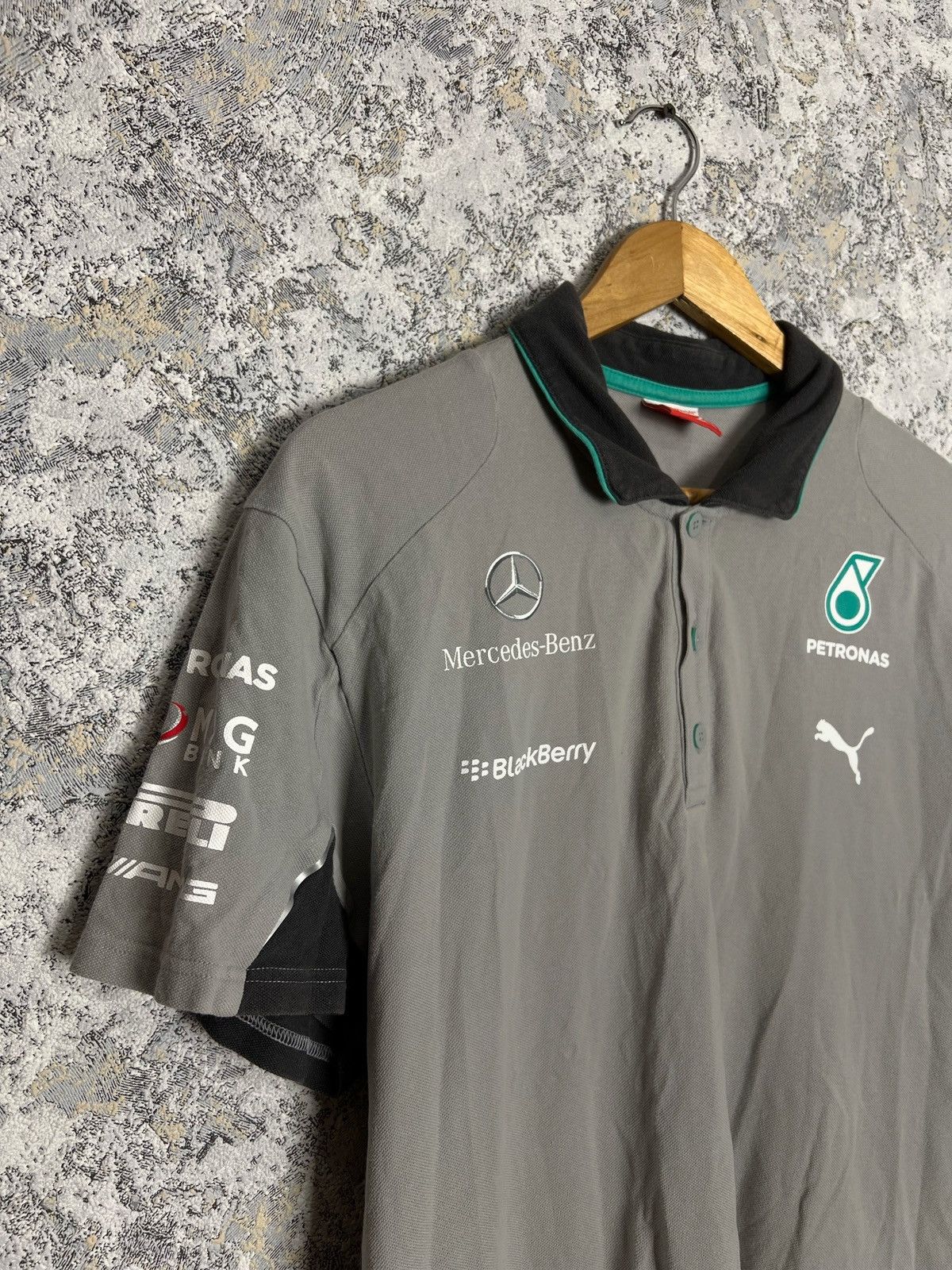 Mercedes-Benz × Puma × Vintage VTG Puma F1 Mercedes Benz Polo T Shirt Formula One Racing Size US XXL / EU 58 / 5 - 2 Thumbnail