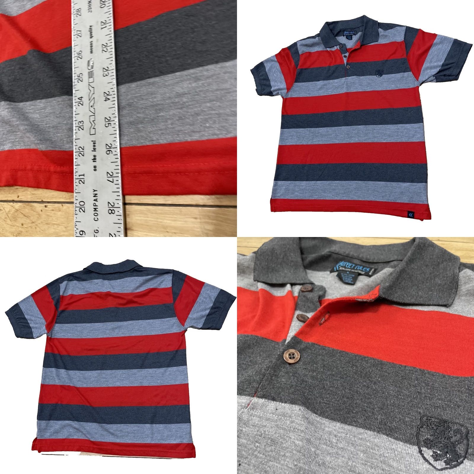 Vintage STREET RULES Polo Shirt Men L Red Gray Striped Classic Preppy Y2k Lion Crest L Size US L / EU 52-54 / 3 - 9 Thumbnail