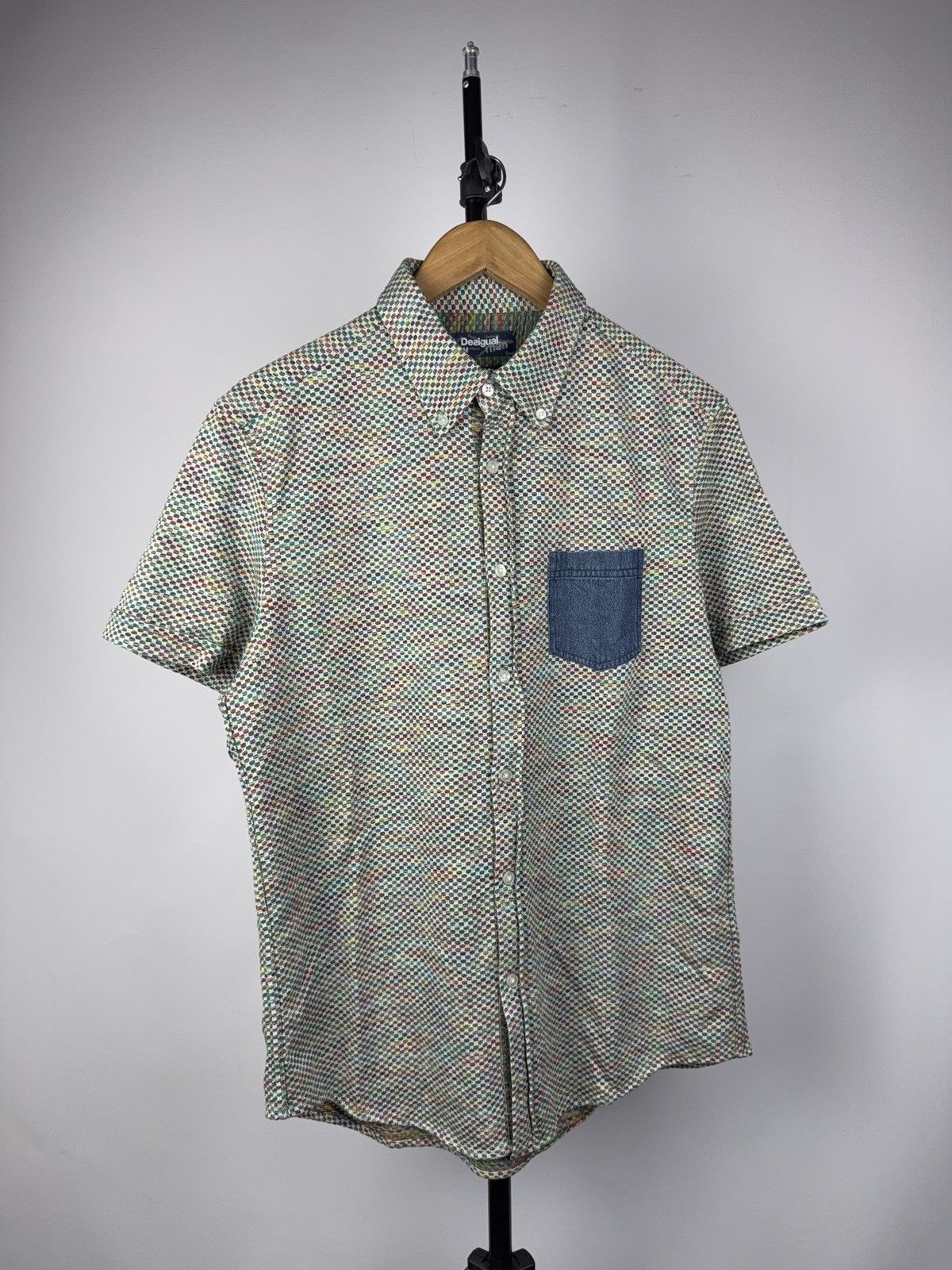 Desigual Retro 00s Desigual Mosaic Pattern Shirt With Denim Pocket M Size US M / EU 48-50 / 2 - 1 Thumbnail