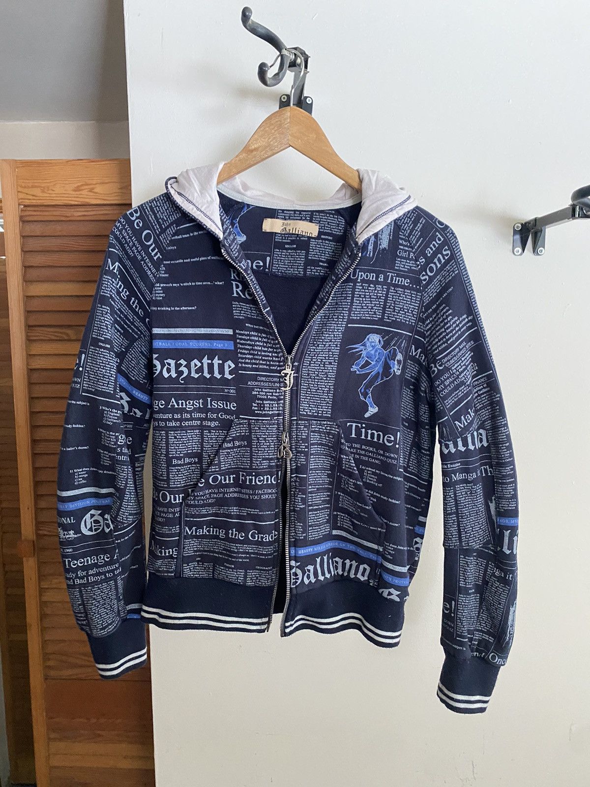 John Galliano Newspaper Print Hoodie | Mercy Vintage