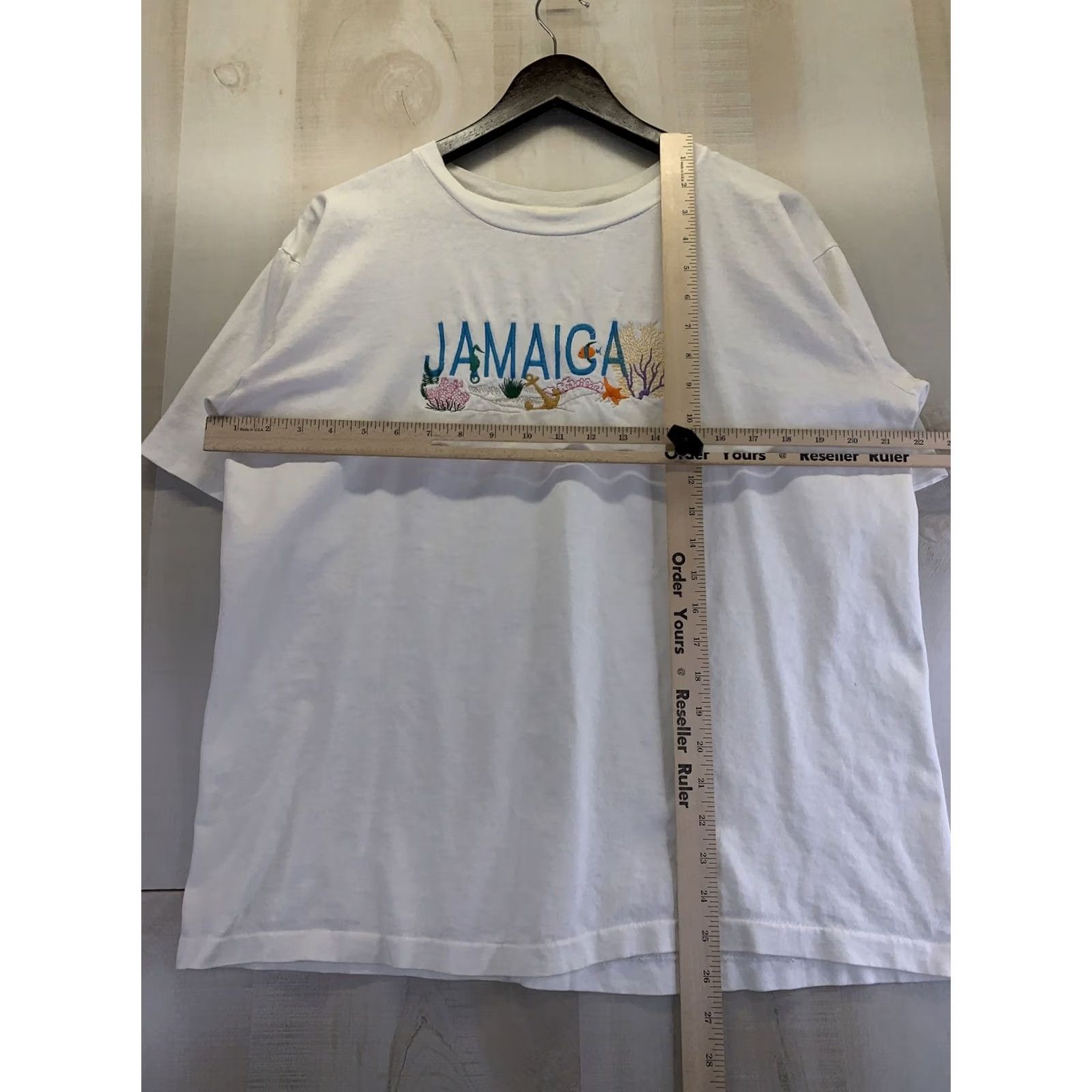 Vintage VINTAGE 1990s Jamaica T Shirt Womens L-6493 Embroidered Single Stitch White Shirt Size L / US 10 / IT 46 - 4 Thumbnail