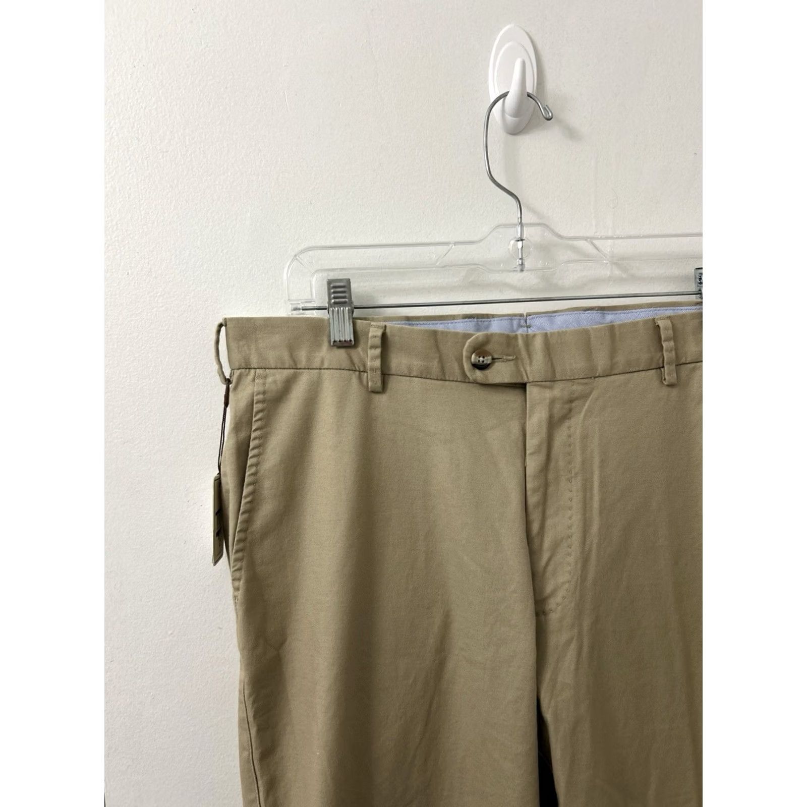 Peter Millar Peter Millar Pants Mens 35x36 Khaki Flat Front Twill Chino Beige Cotton Blend Spandex Straight Leg Men Size US 35 - 4 Thumbnail