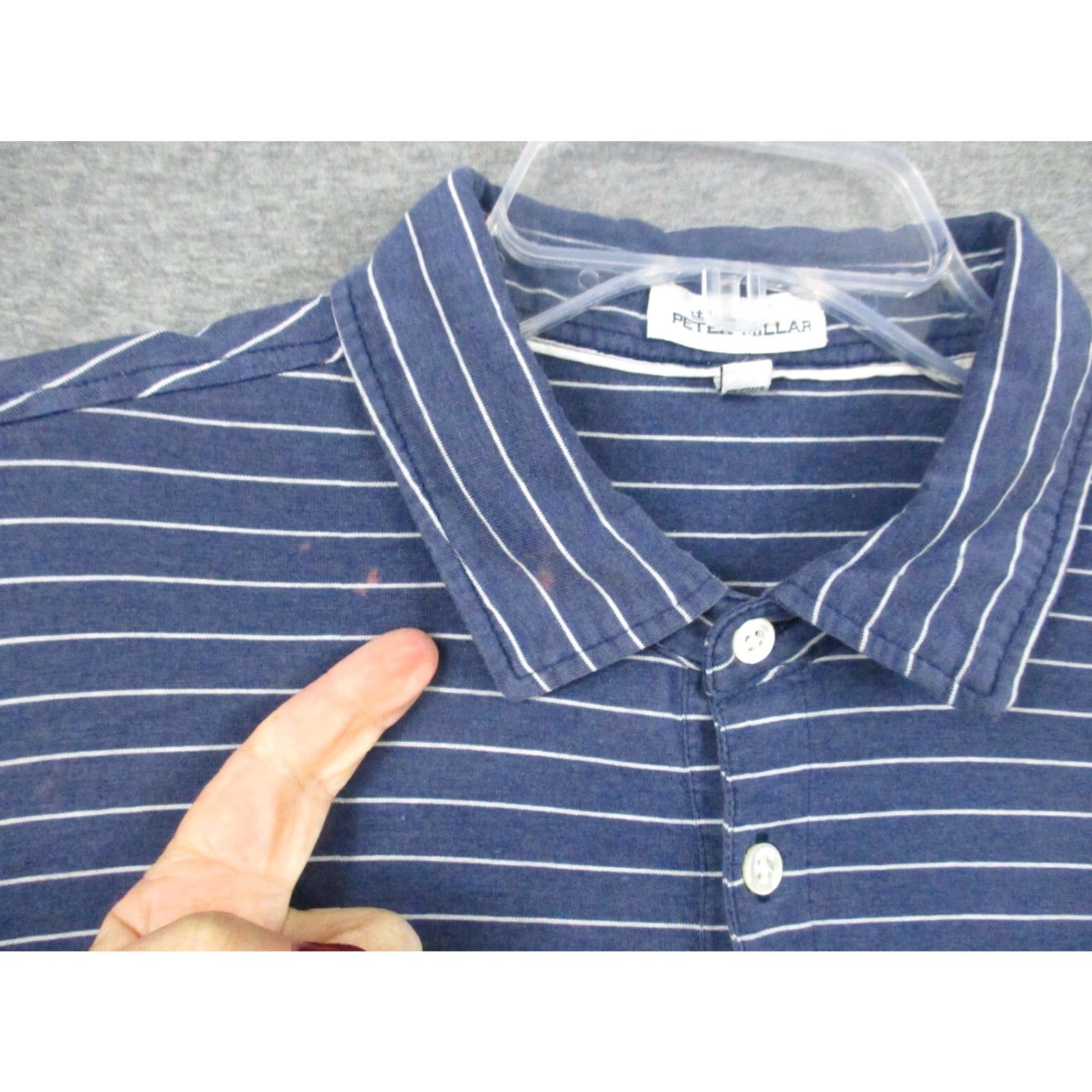 Peter Millar Peter Millar Polo Shirt Mens Size Large Blue White Stripe Stretch Short Sleeve Shirt Mens Regular Polo Shirt Size US L / EU 52-54 / 3 - 3 Thumbnail