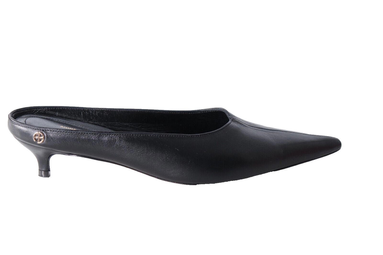 Designer Anine Bing Women 39 Black Rooney Mules Pointed Low Heel Pump Size US 9 / IT 39 - 10 Thumbnail