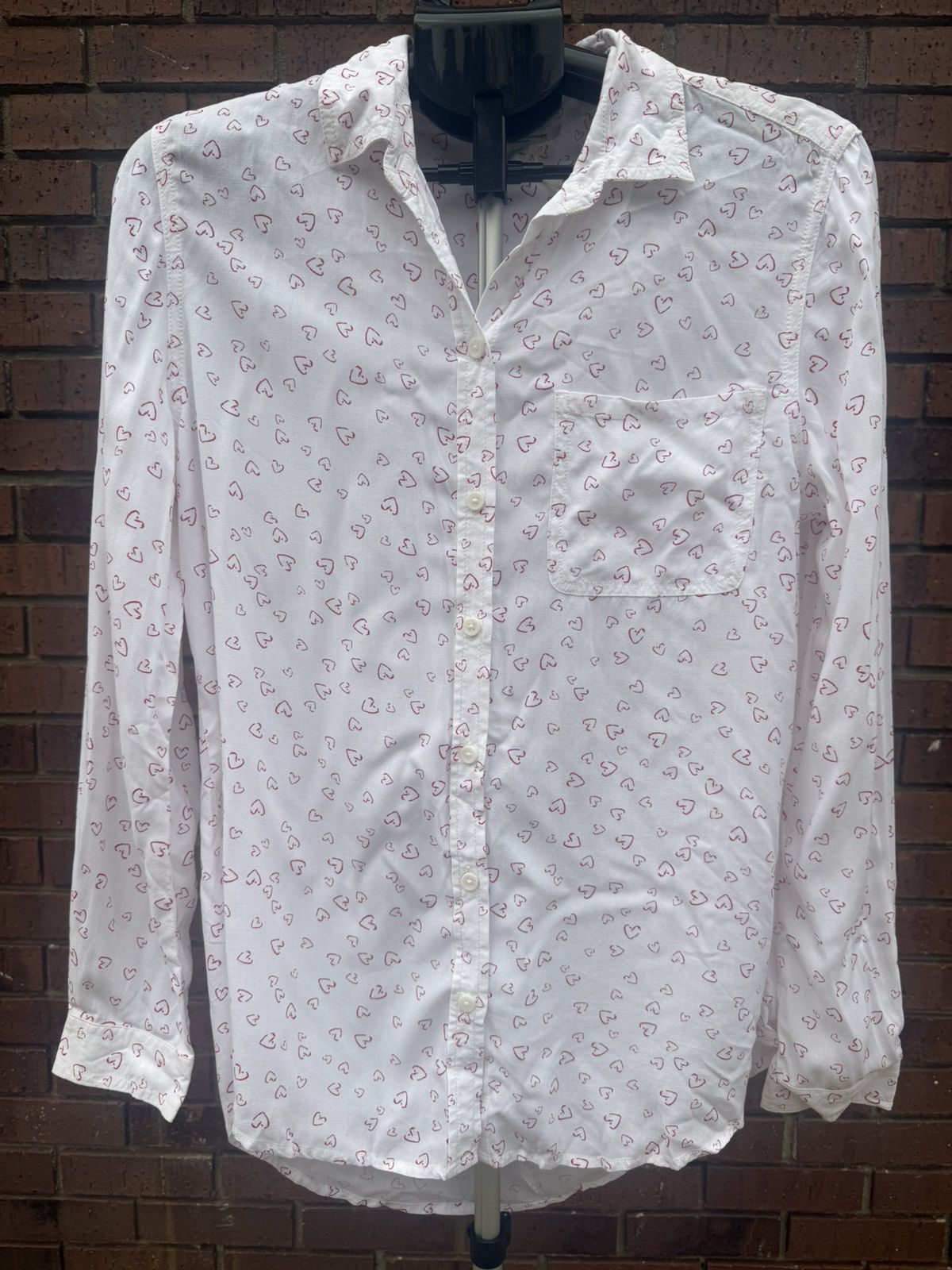 Other Beach Lunch Lounge Button Up Shirt Top White Red Heart Size M / US 6-8 / IT 42-44 - 2 Thumbnail