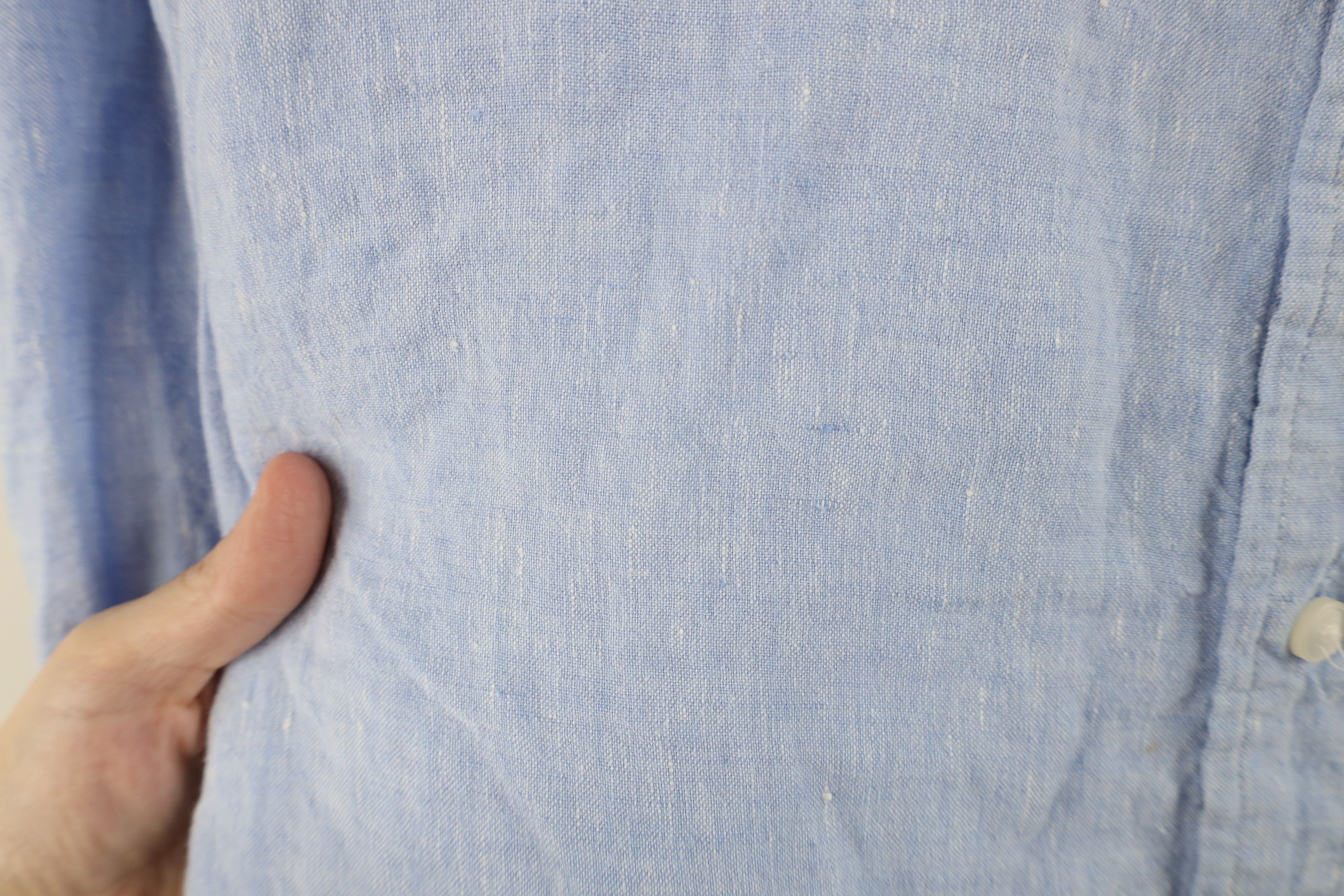 L.L. Bean × Vintage Vintage LL Bean Fitted Linen Collared Button Shirt Blue Size US M / EU 48-50 / 2 - 5 Thumbnail