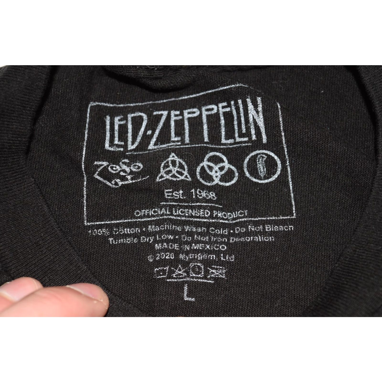 Logo 7 LED ZEPPELIN Logo T-Shirt Mens Large Black Rock Music Crew Neck Regular Fit Size US L / EU 52-54 / 3 - 4 Thumbnail